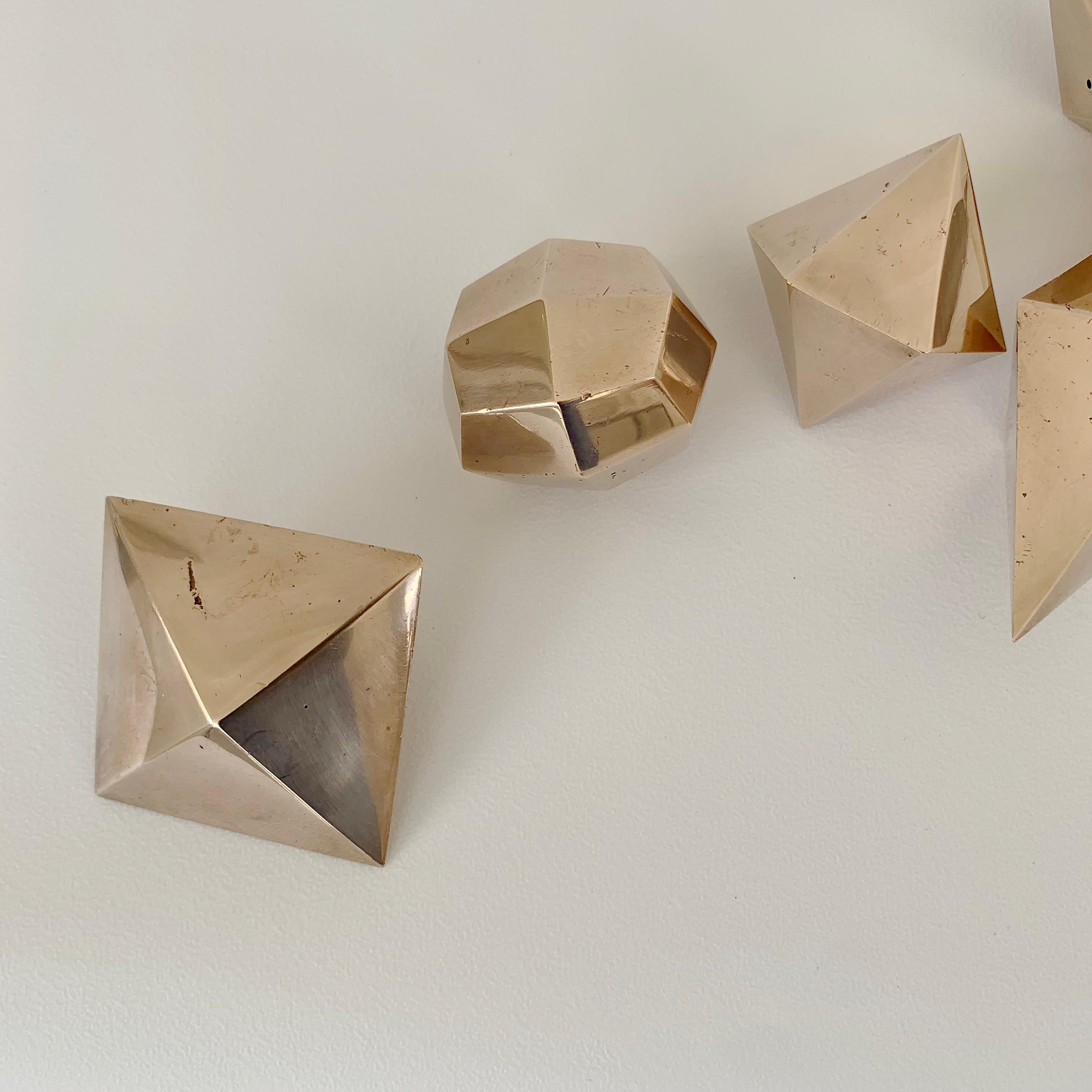Gold Bronze Decorative Geometrical Forms, circa 1960, France. For Sale 10