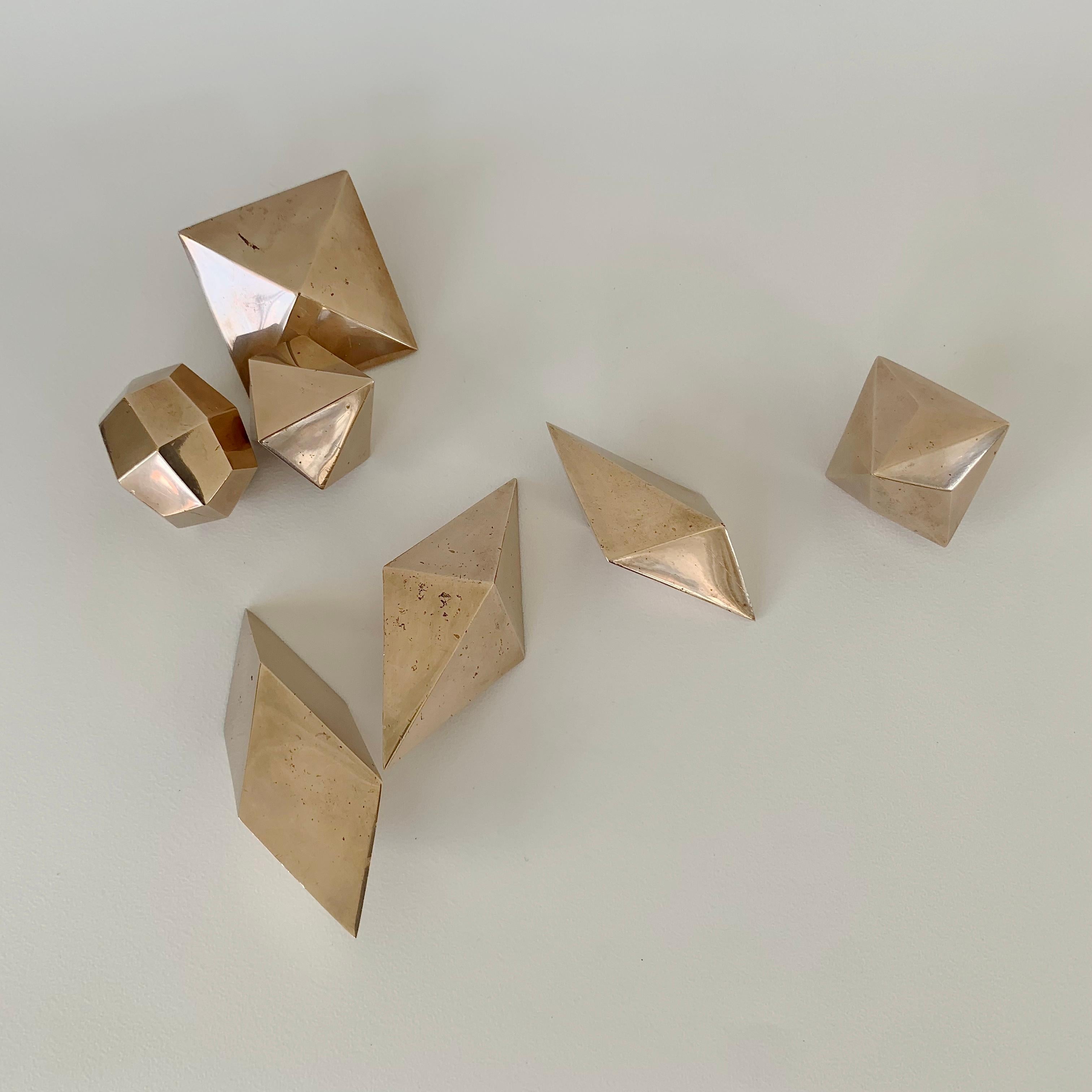 Gold Bronze Decorative Geometrical Forms, circa 1960, France. For Sale 11