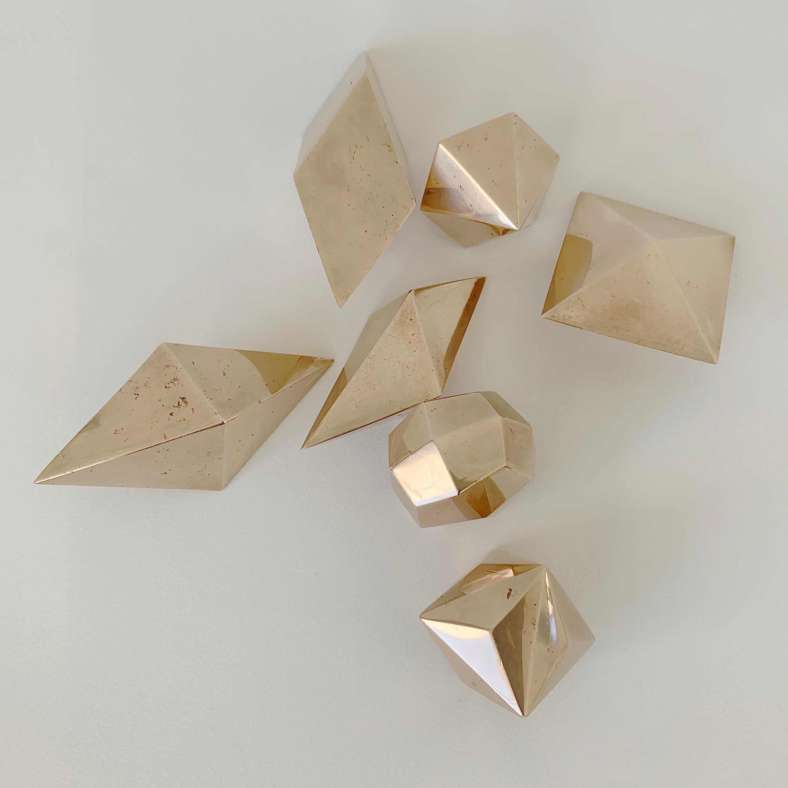 Mid-Century Modern Gold Bronze Decorative Geometrical Forms, circa 1960, France. For Sale