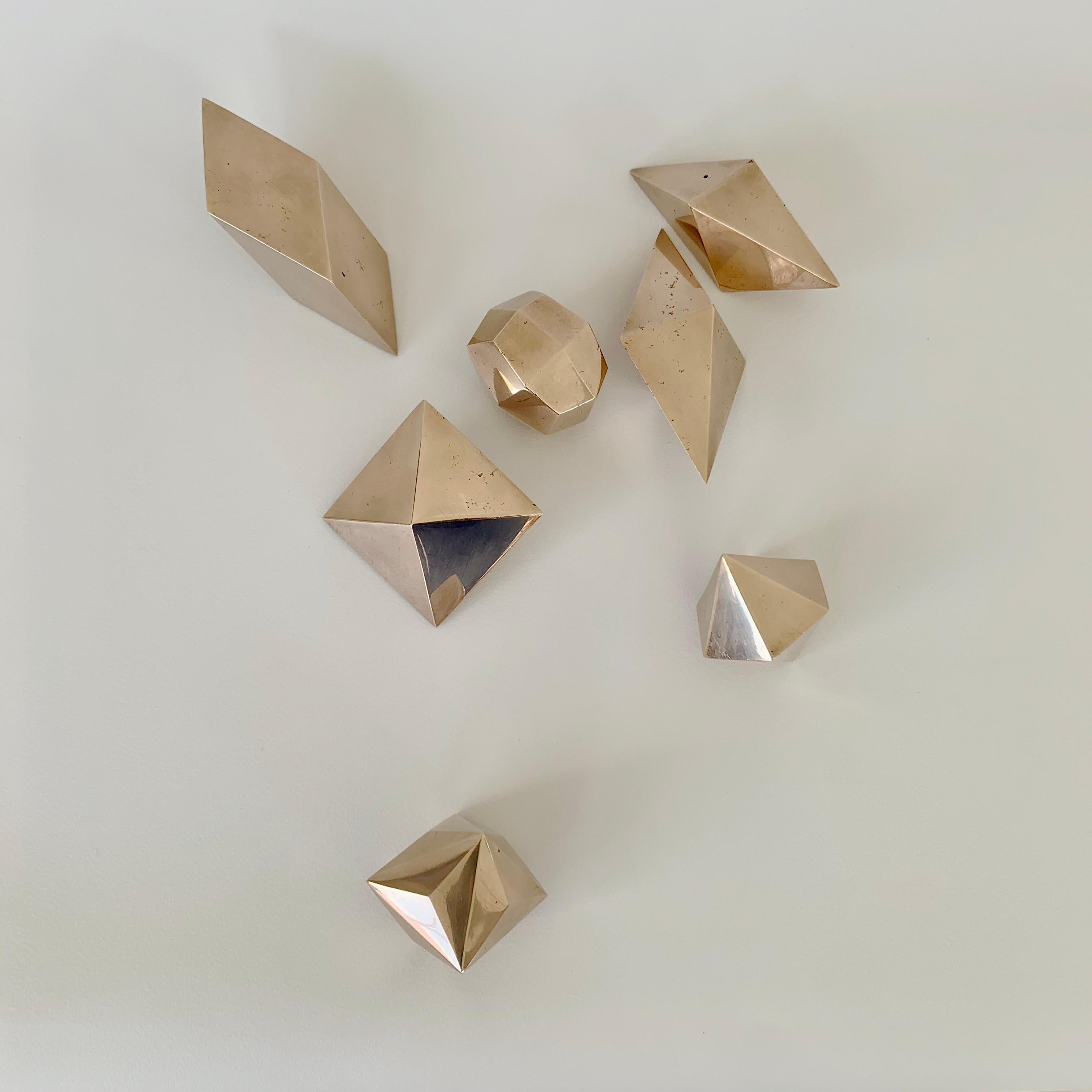 Polished Gold Bronze Decorative Geometrical Forms, circa 1960, France. For Sale