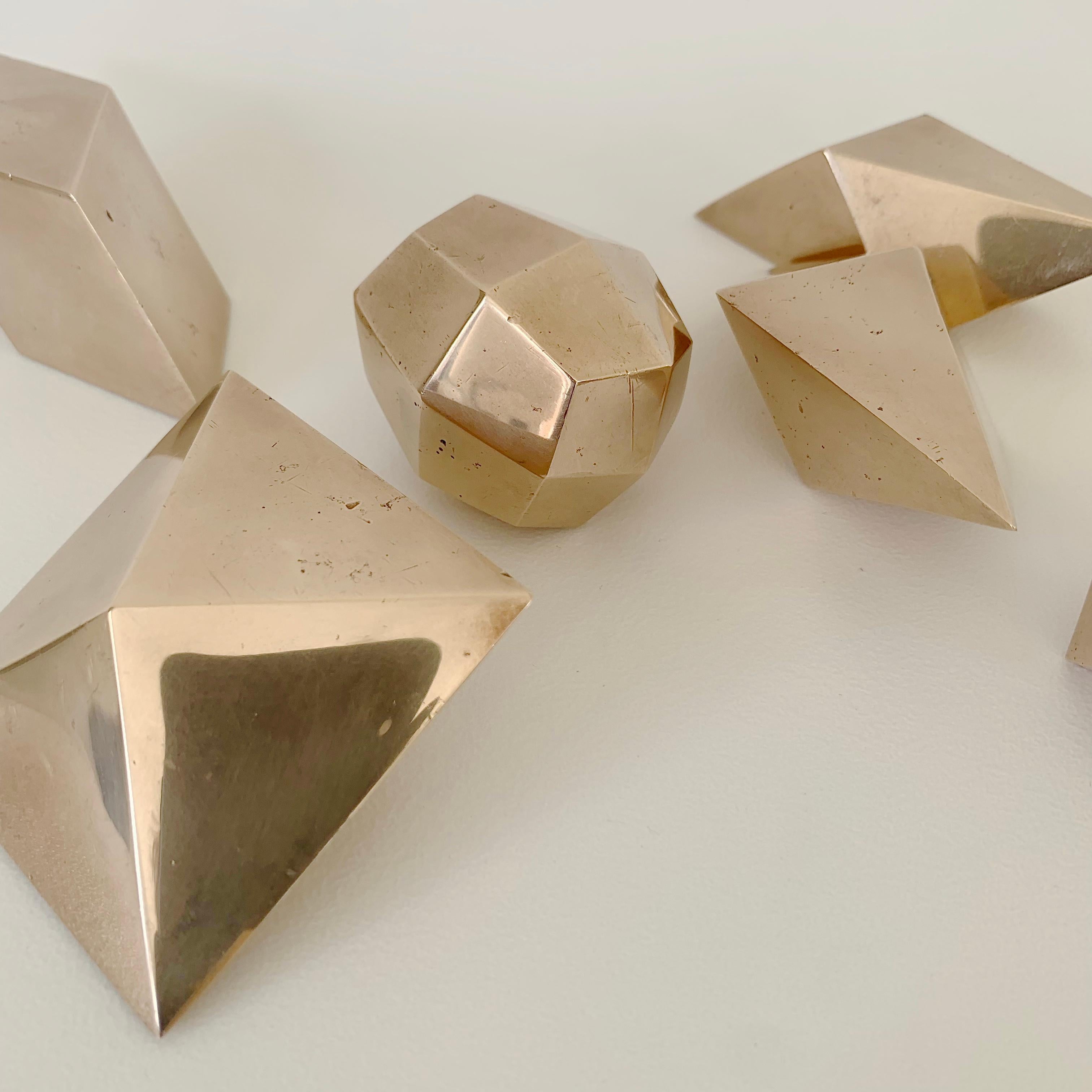 Gold Bronze Decorative Geometrical Forms, circa 1960, France. In Good Condition For Sale In Brussels, BE