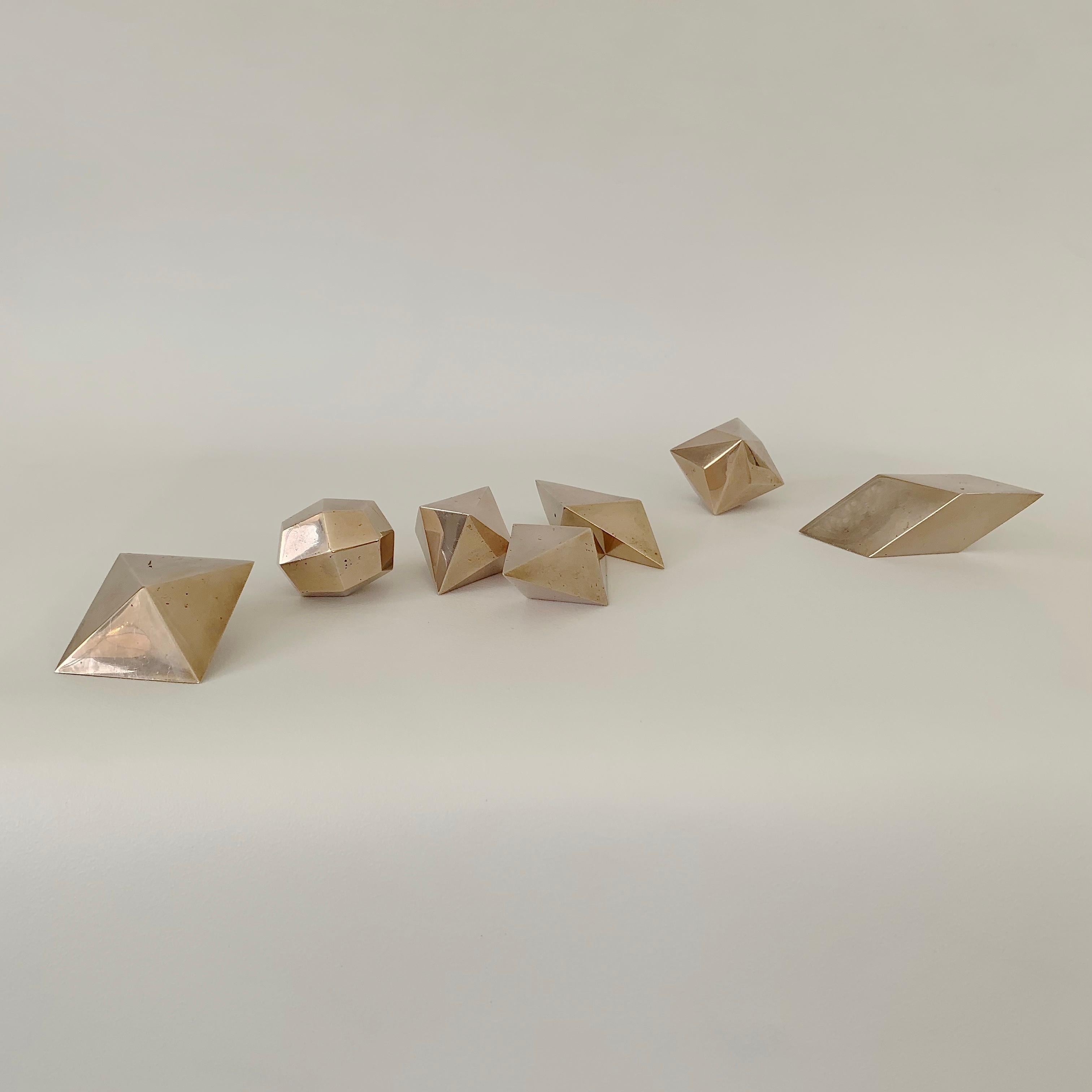 Gold Bronze Decorative Geometrical Forms, circa 1960, France. For Sale 1
