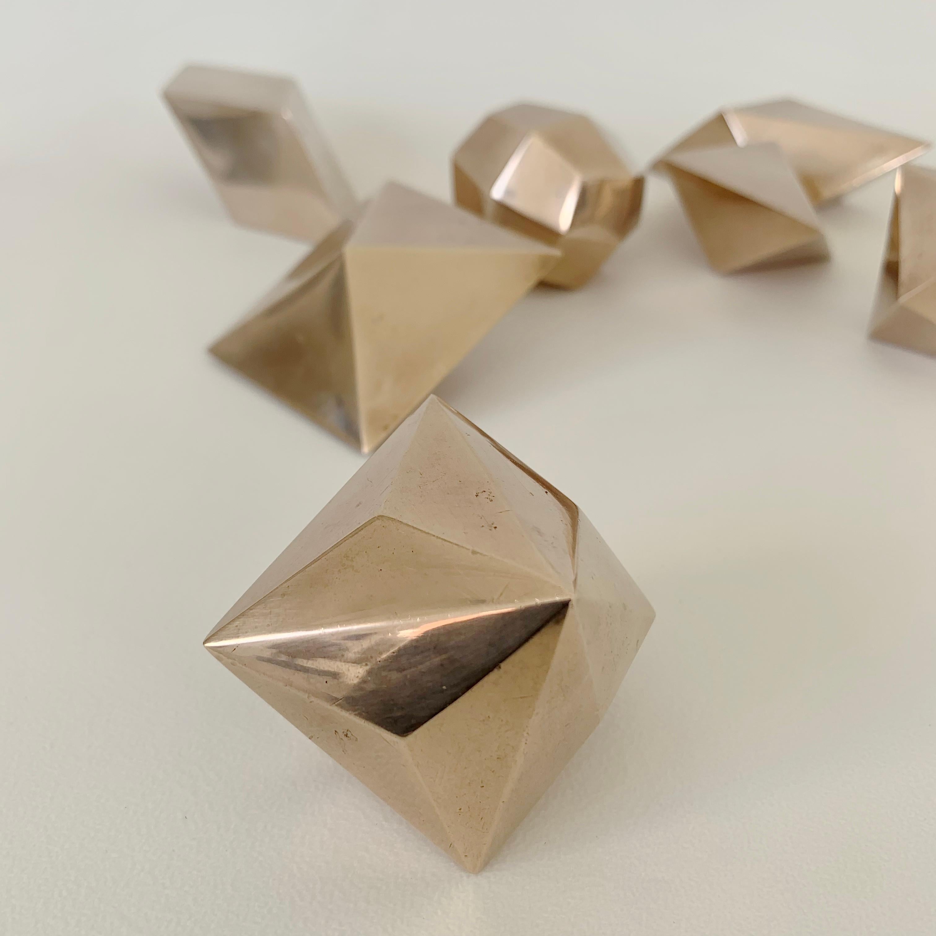 Gold Bronze Decorative Geometrical Forms, circa 1960, France. For Sale 2