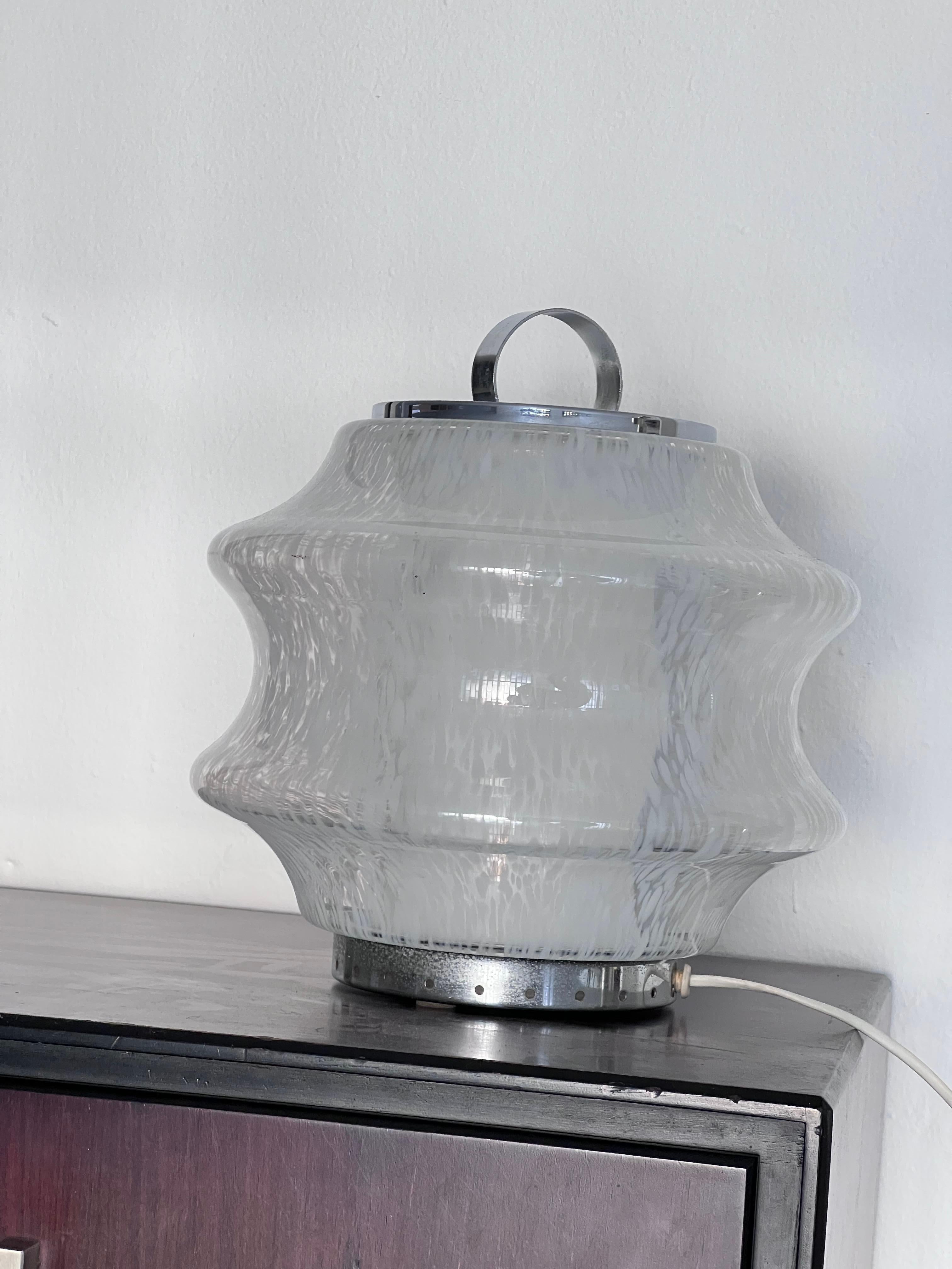 Lampe de table italienne décorative du milieu du siècle dernier, verre de Murano, style Reggiani/Mazzega en vente 1