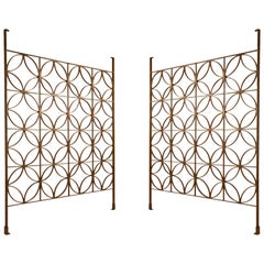 Vintage Decorative Mid-Century Modern Architectural Iron Brass Room Divider or Screen