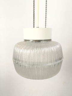 Mid-Century Modern Grooved Waterglass Pendant Light, 3 in Stock 1960s