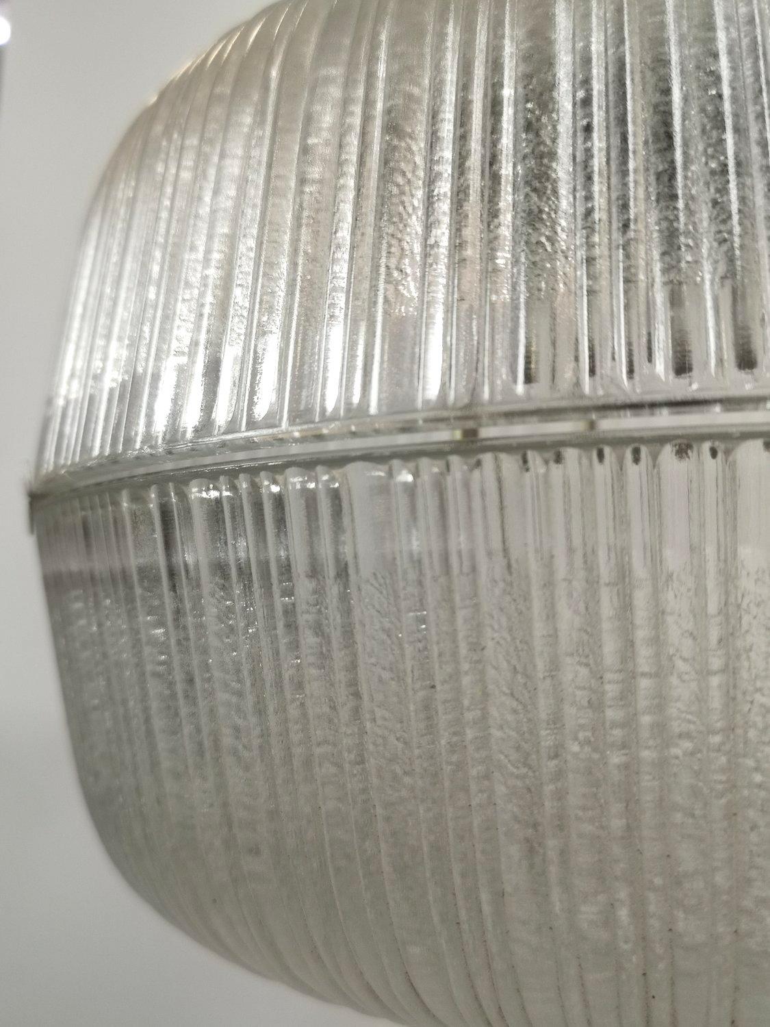 Mid-20th Century Mid-Century Modern Grooved Waterglass Pendant Light, 3 in Stock 1960s For Sale