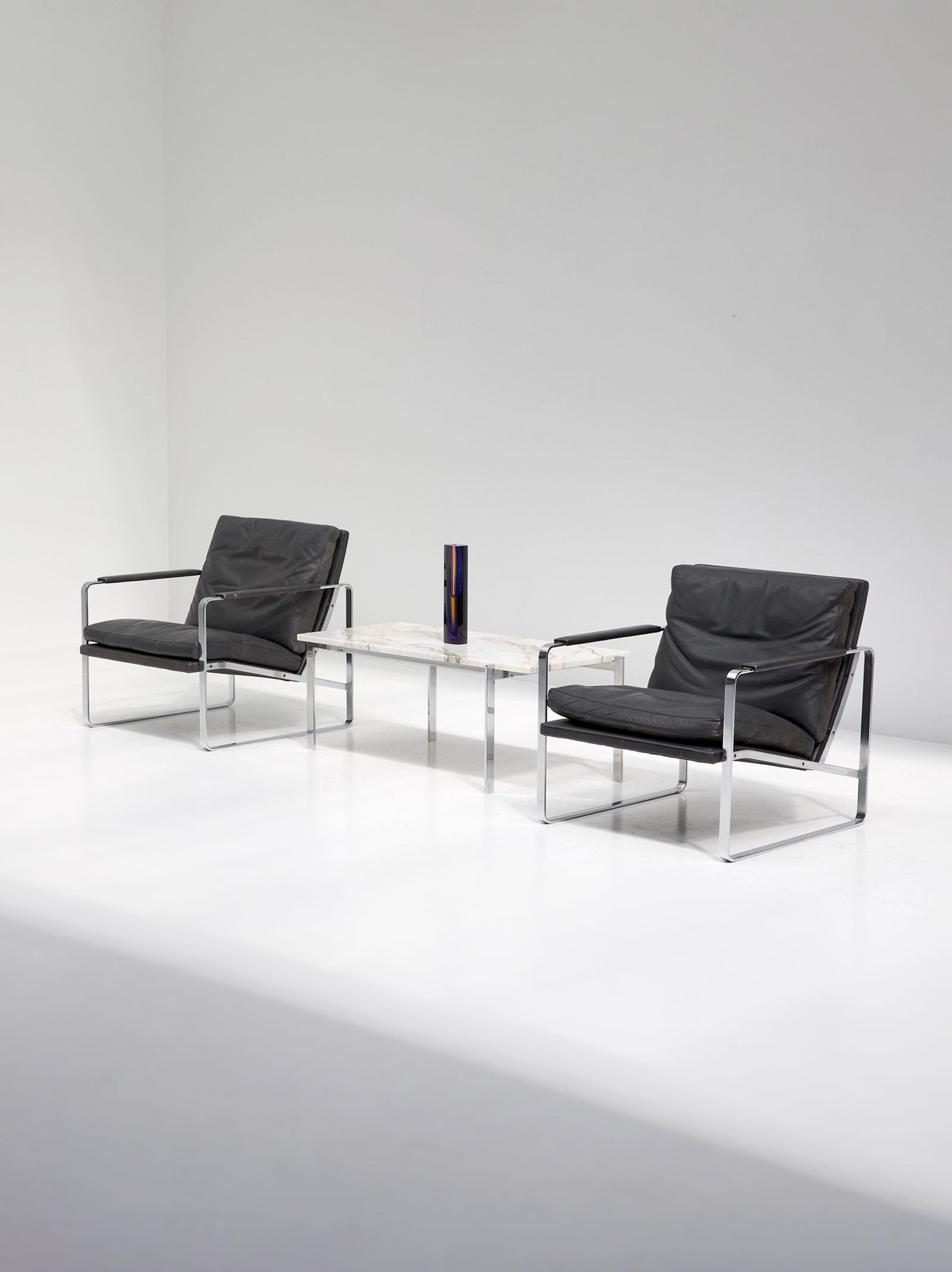 Decorative Mid-Century Modern Coffee Table in Marble and Chrome, 1960s 5