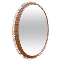 Decorative Mid-Century Modern Rattan Oval Wall Mirror Germany, 1960s