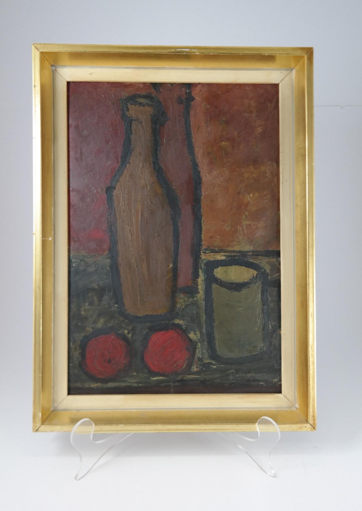 Decorative Mid-century still life by Endre Boszin from 1970.