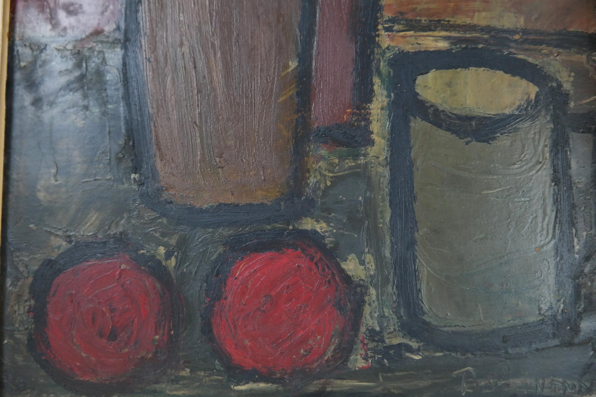Painted Decorative Mid-century Still Life by Endre Boszin from 1970