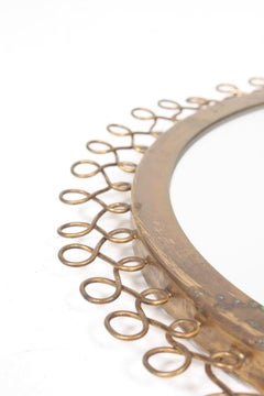 Mirror Decor del Medioevo in ottone, Made in Sweden, anni '50
