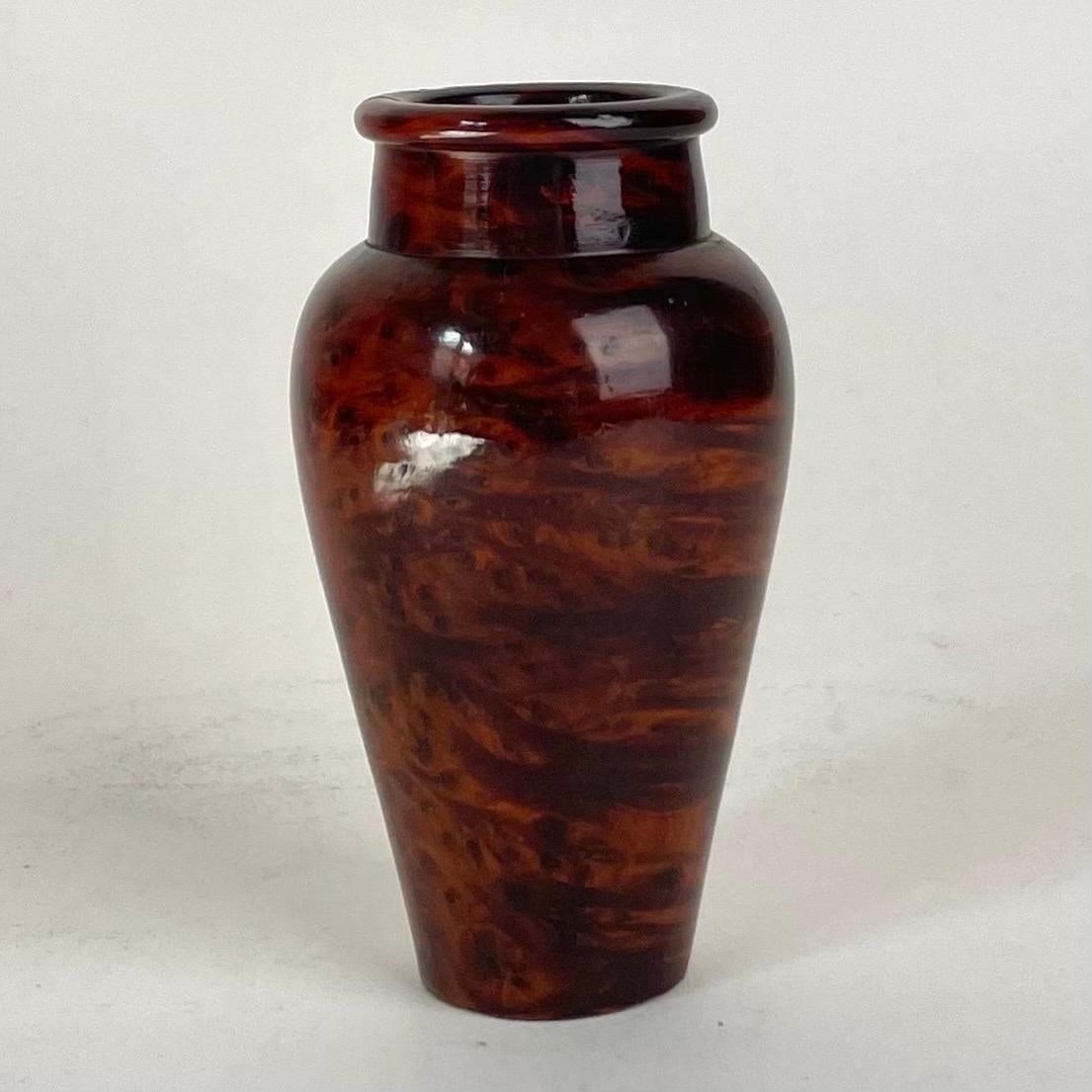 Art Déco Vaso decorativo in miniatura/tazza per matite in radica di Thuja, anni '20 in vendita
