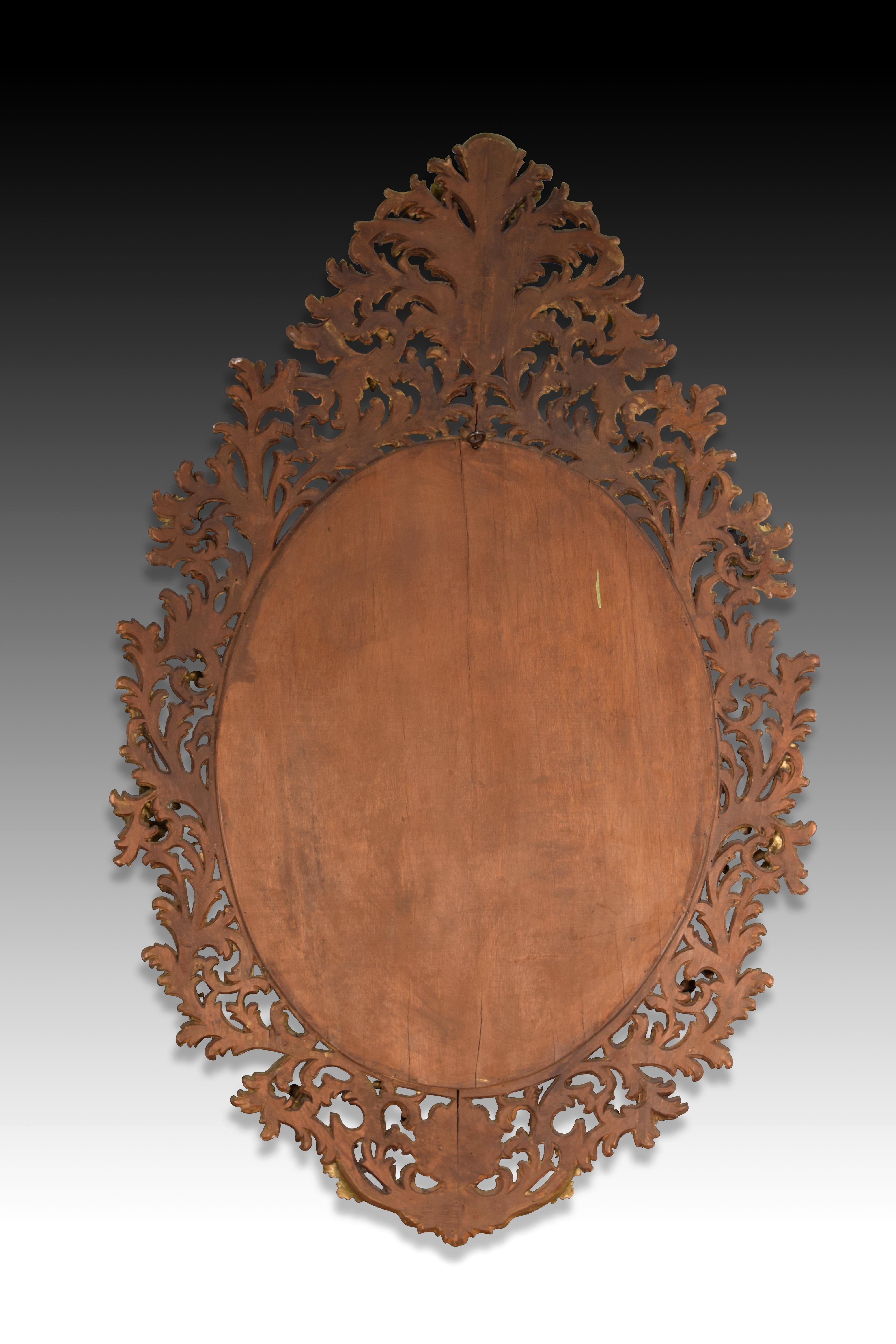 European Decorative Mirror, Wood, Etc. 19th Century
