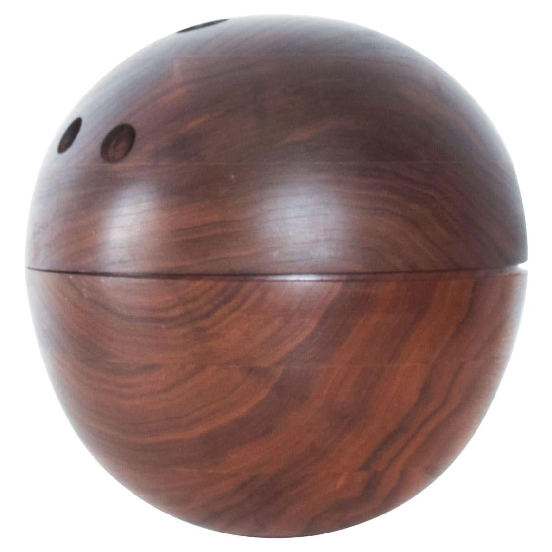 Decorative Modern Bowling Ball Secret Catch it All in Walnut Wood