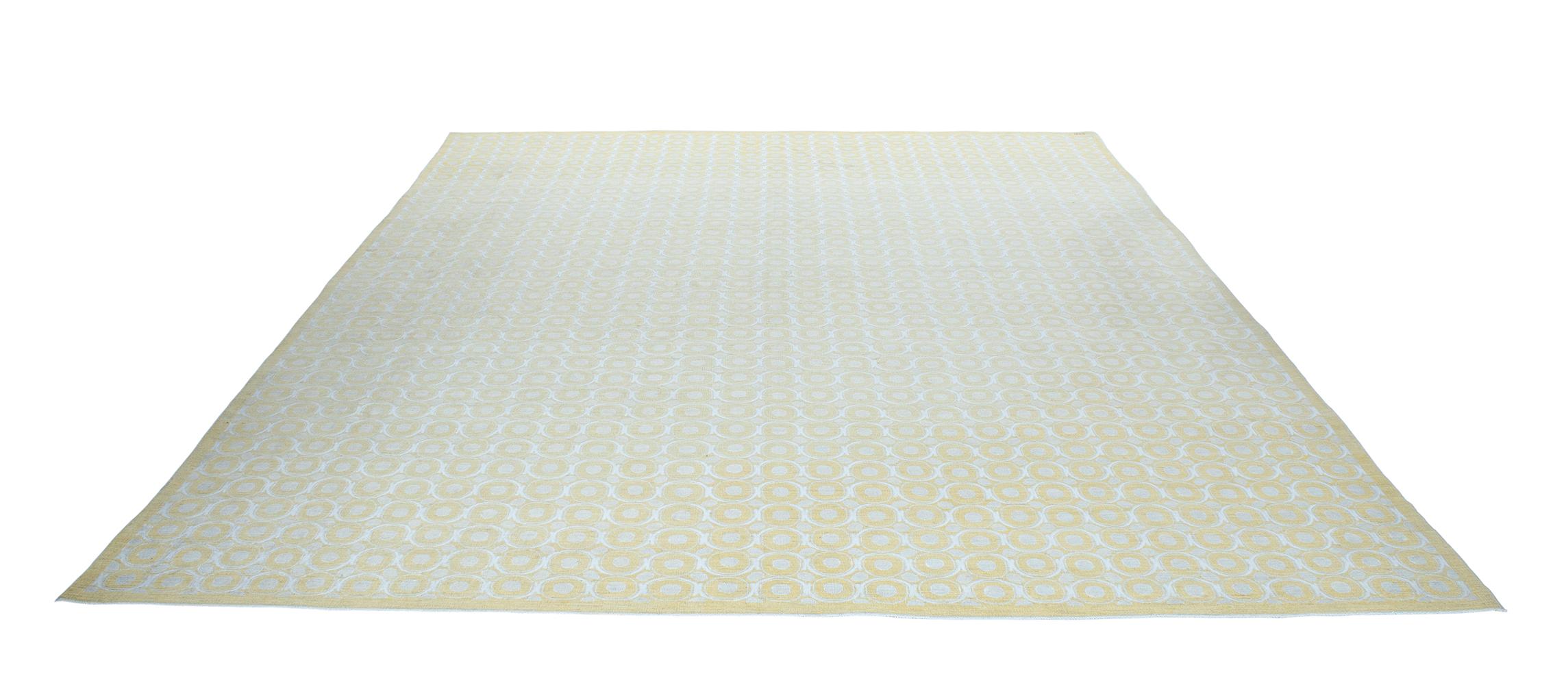 Afghan Decorative Modern Handknotted Rug with a Subtle, Geometric Pattern For Sale