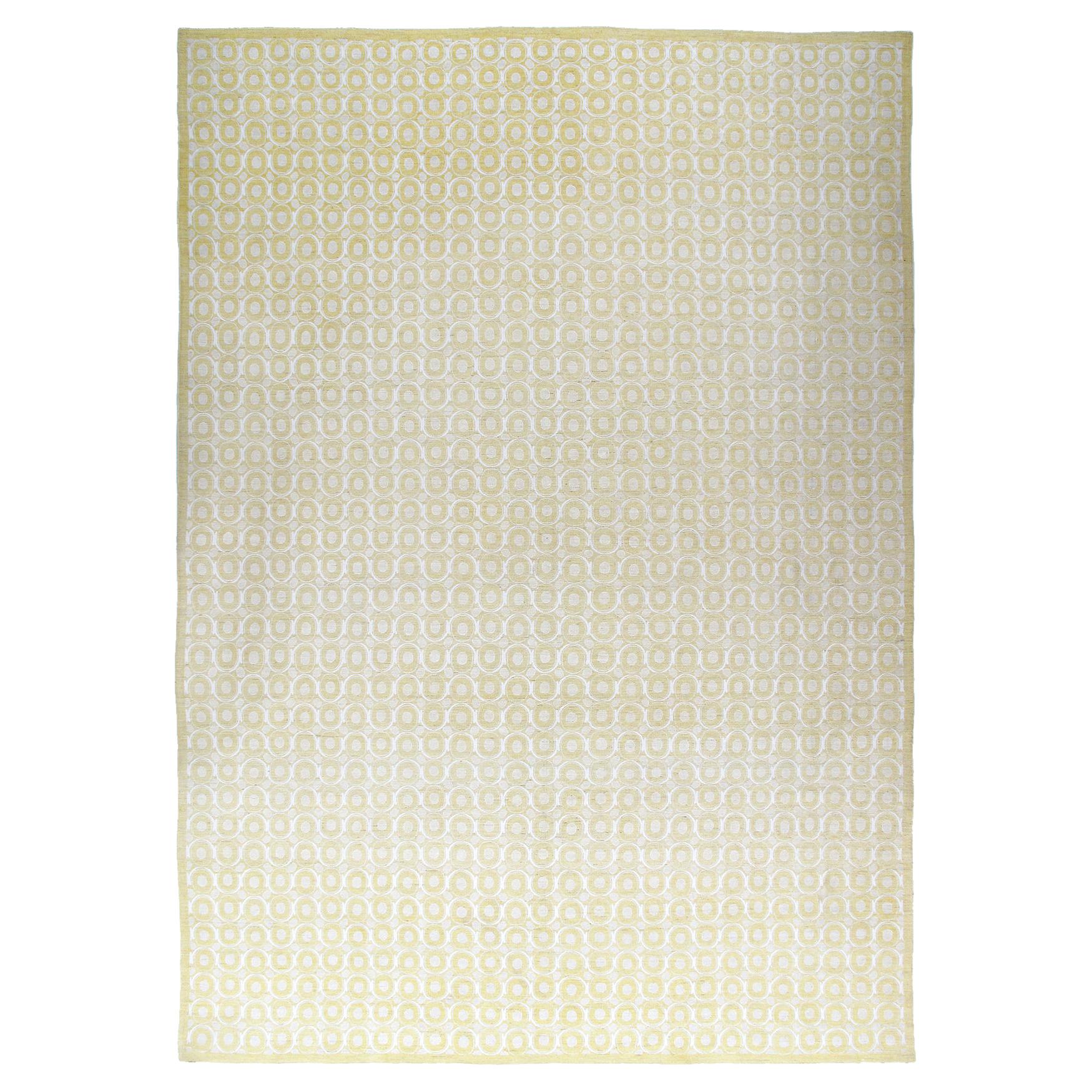 Dekorativer moderner handgeknüpfter Teppich mit subtilem, geometrischem Muster