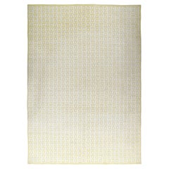 Decorative Modern Handknotted Rug with a Subtle, Geometric Pattern