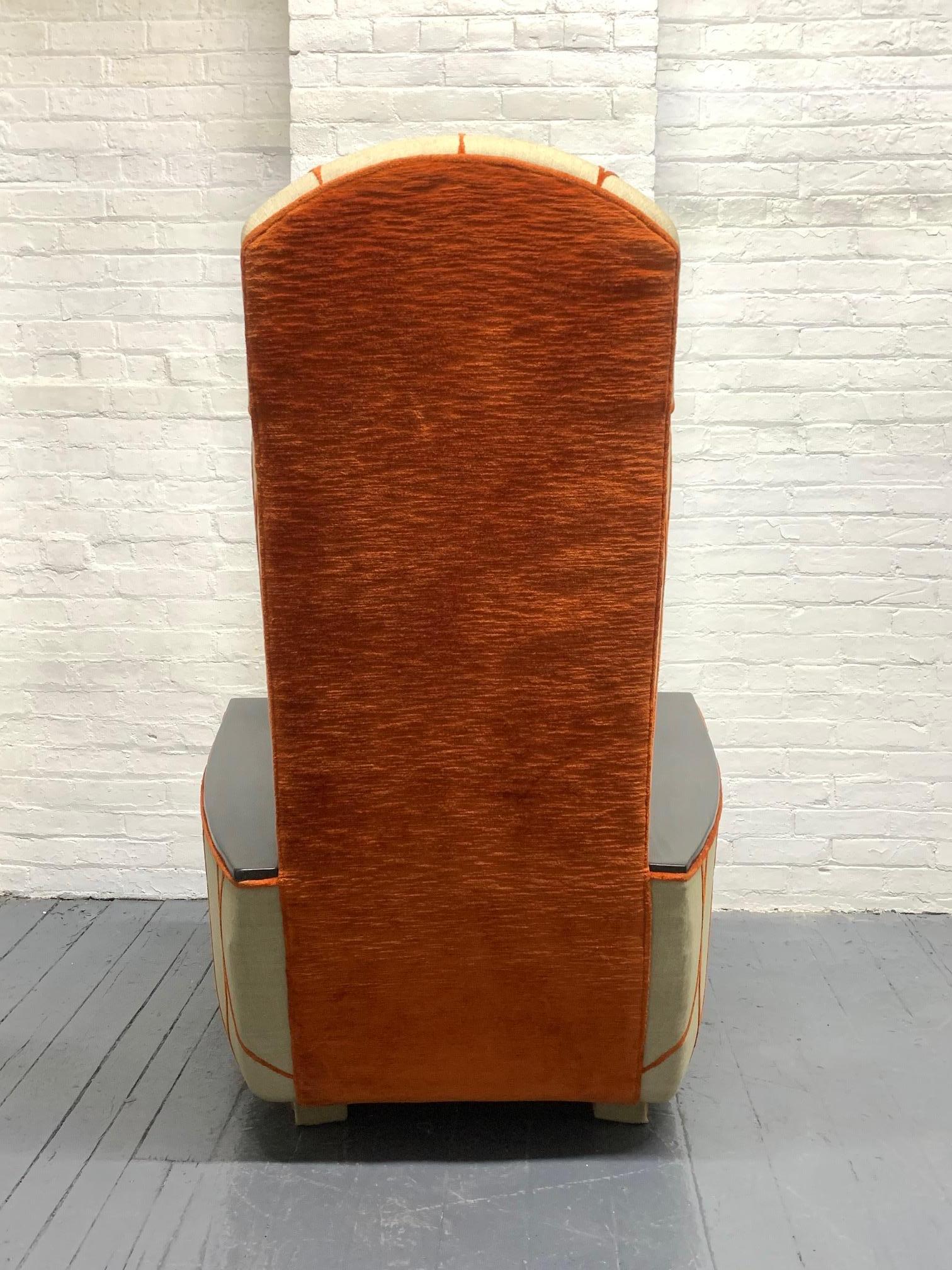 Art Deco Decorative Modern Tall Back Armchair For Sale