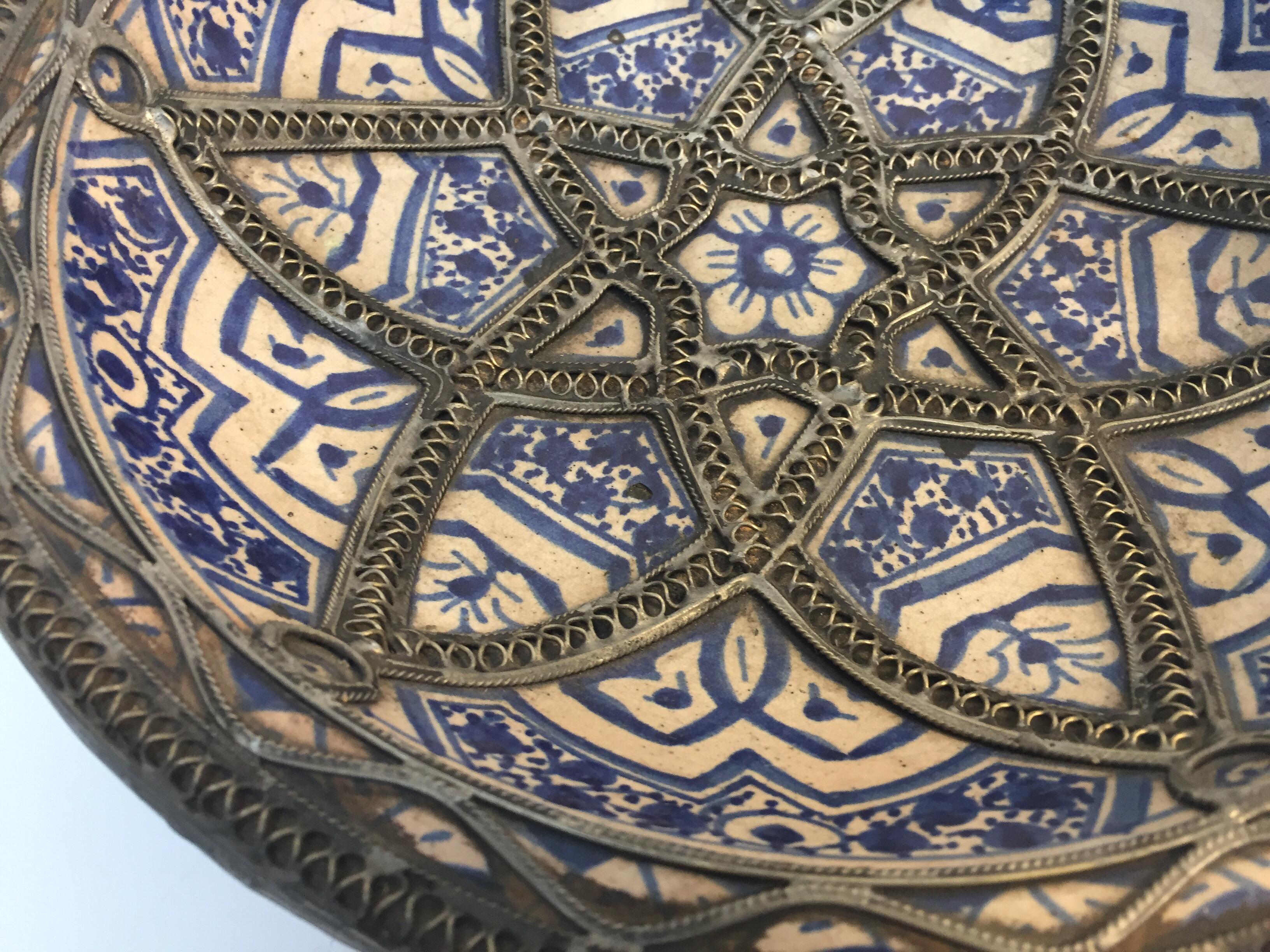 Decorative Moorish Blue and White Handcrafted Ceramic Bowl from Fez 5