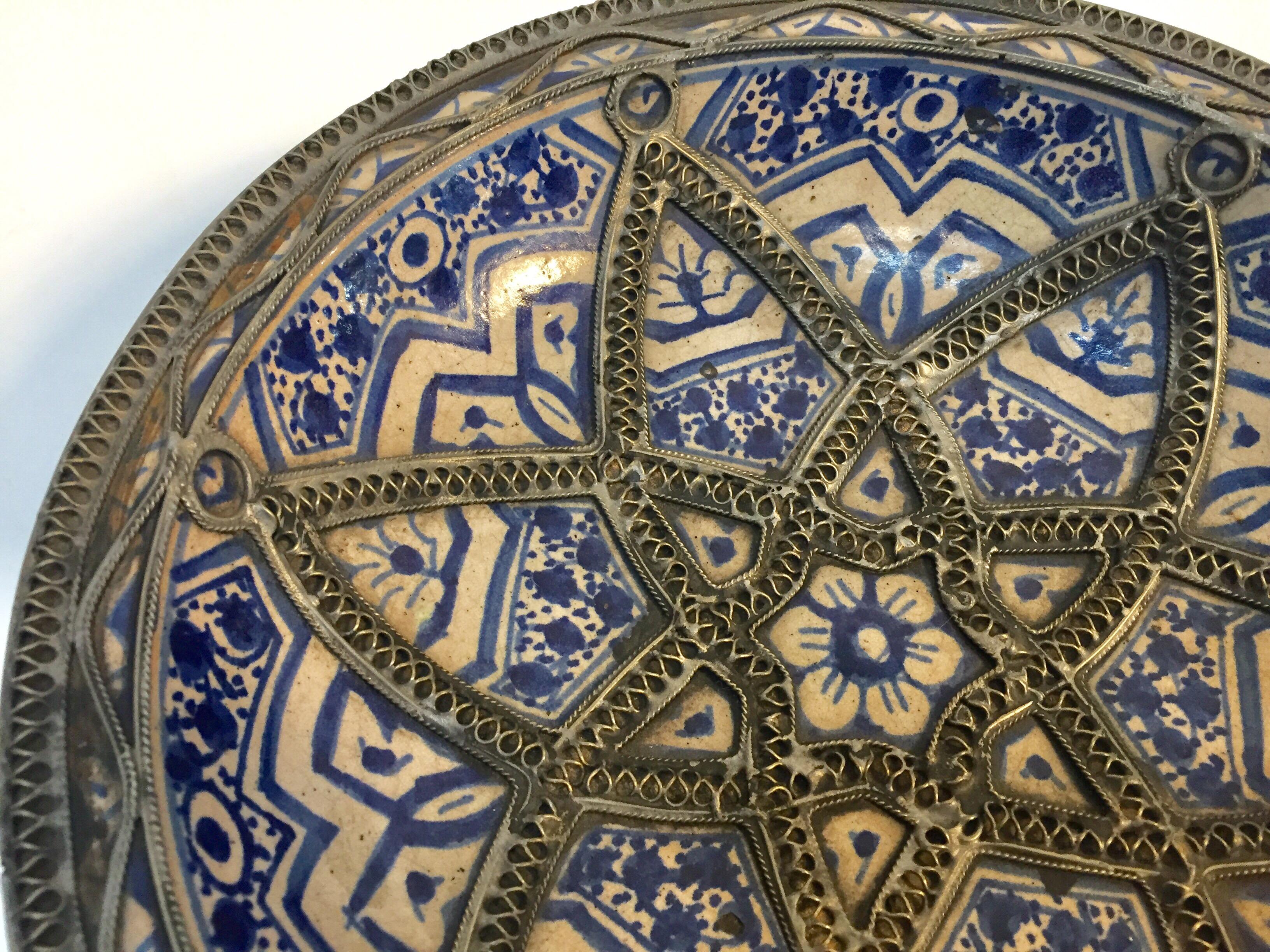 Decorative Moorish Blue and White Handcrafted Ceramic Bowl from Fez 6