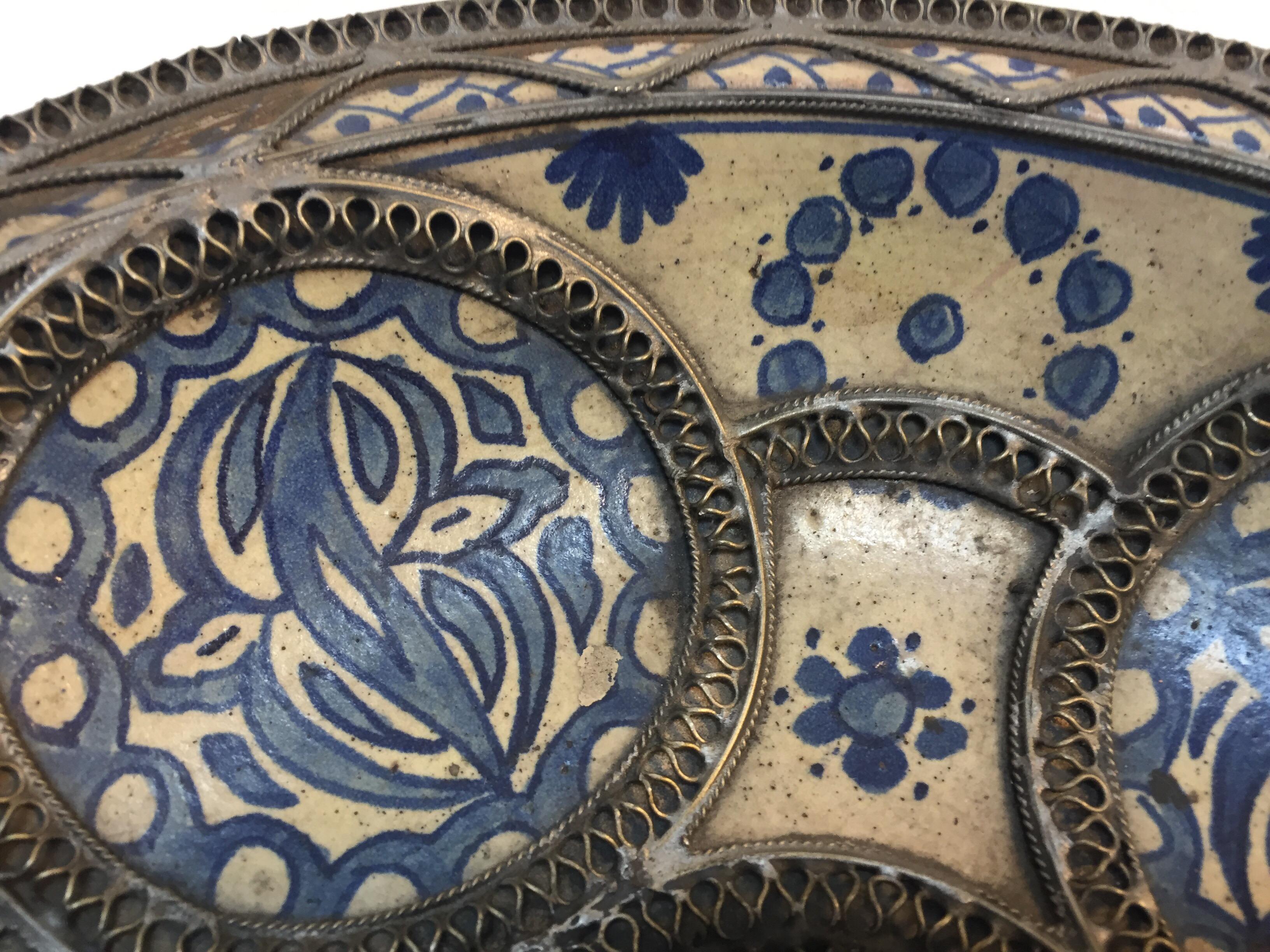 Decorative Moroccan Blue and White Handcrafted Ceramic Bowl from Fez 9