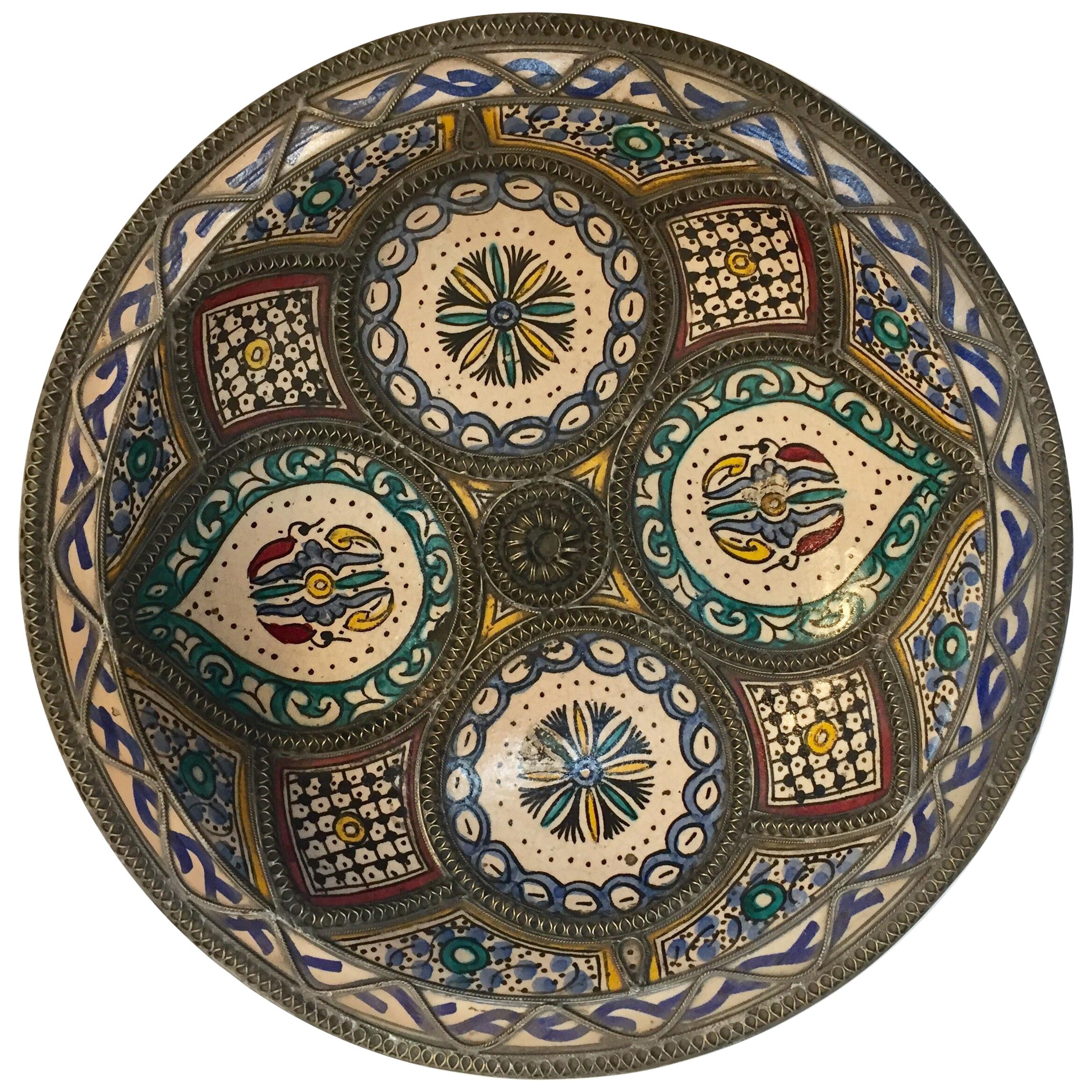 Decorative Moroccan Handcrafted Ceramic Bowl from Fez