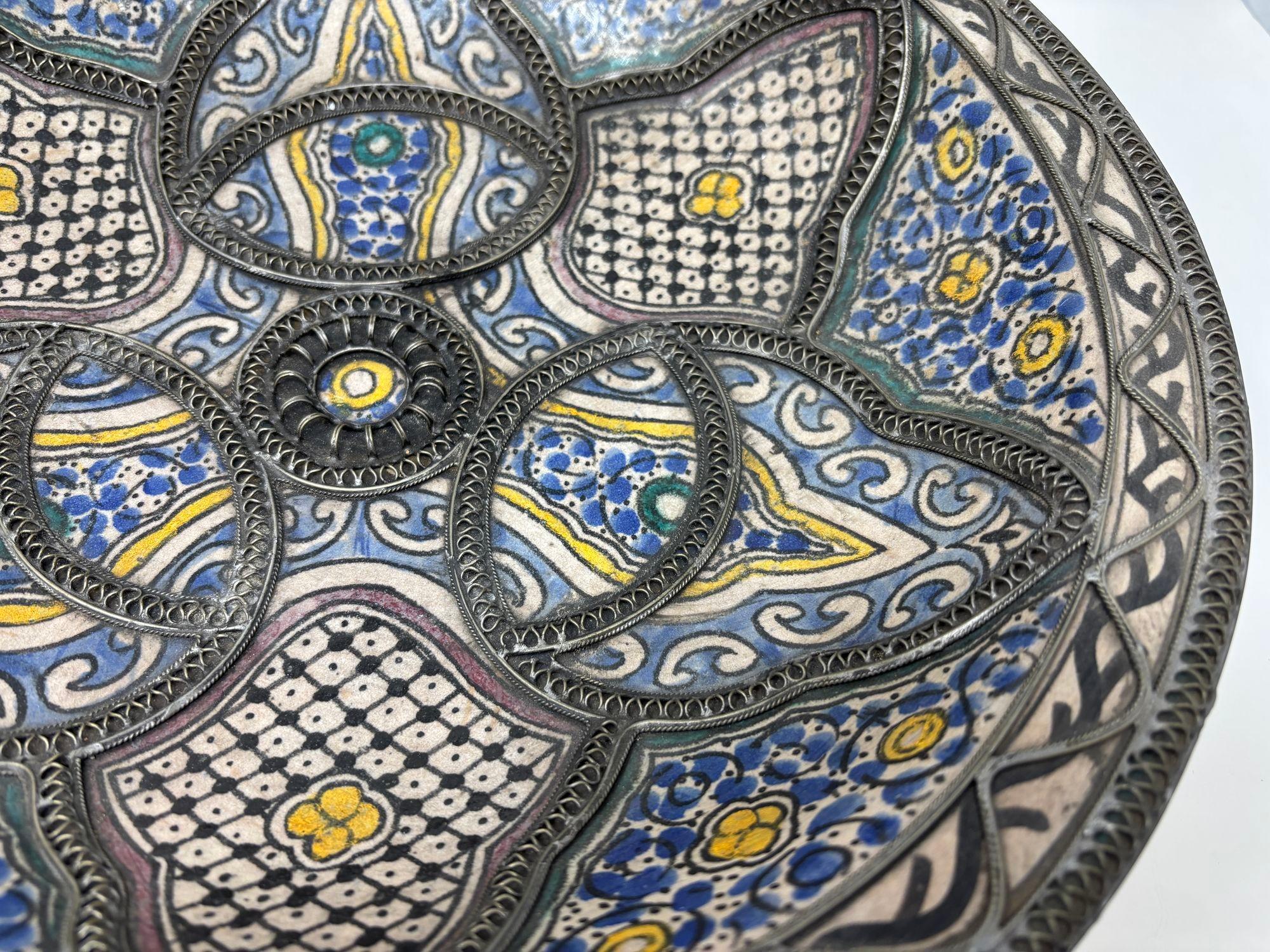 Antique Moroccan Moorish Handcrafted Ceramic Bowl Dish from Fez For Sale 6