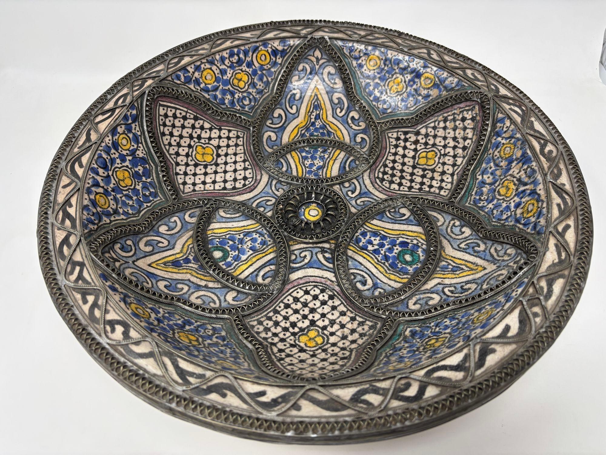 Antique Moroccan Moorish Handcrafted Ceramic Bowl Dish from Fez For Sale 10