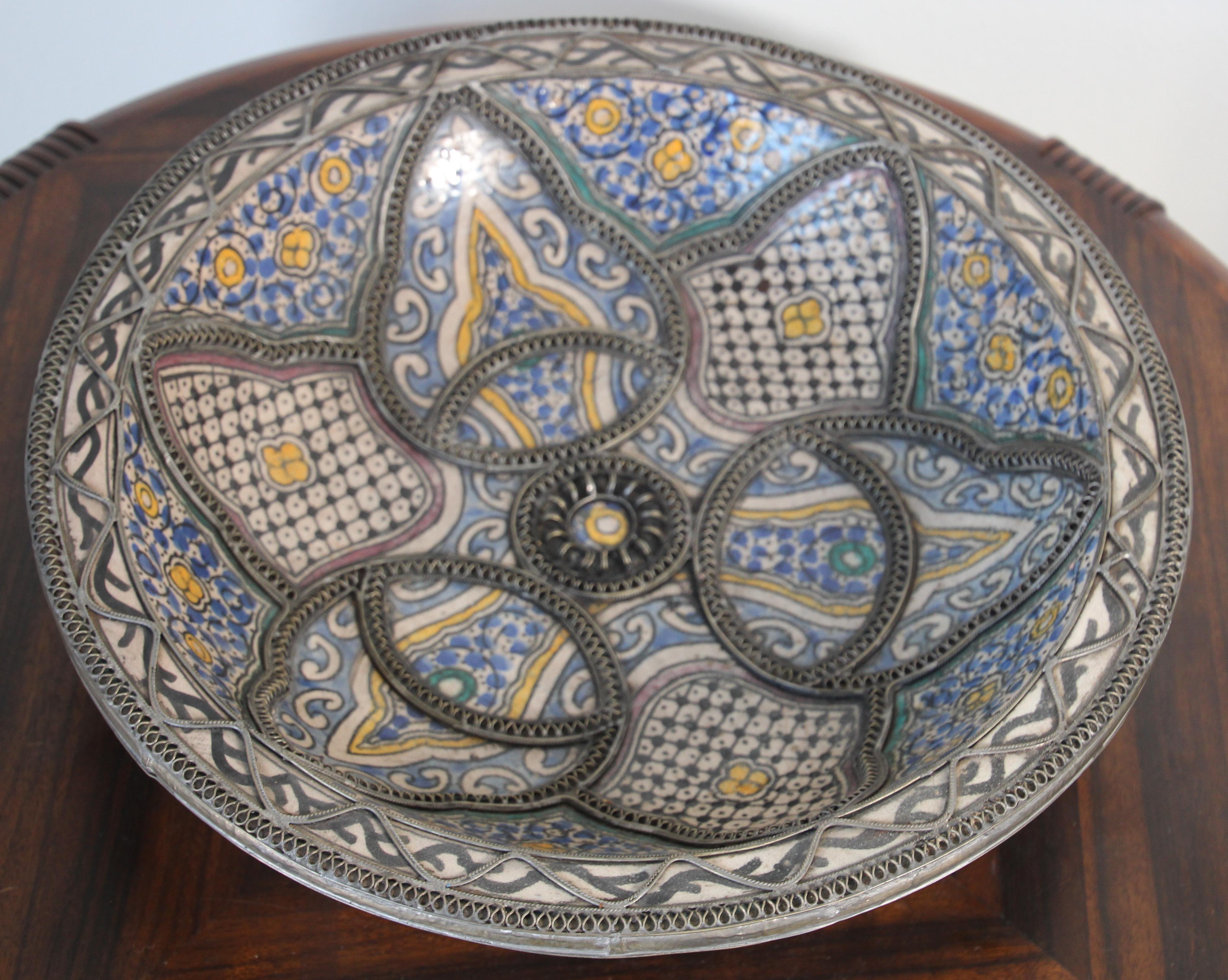 Decorative Moroccan Moorish Handcrafted Ceramic Bowl Dish from Fez For Sale 12