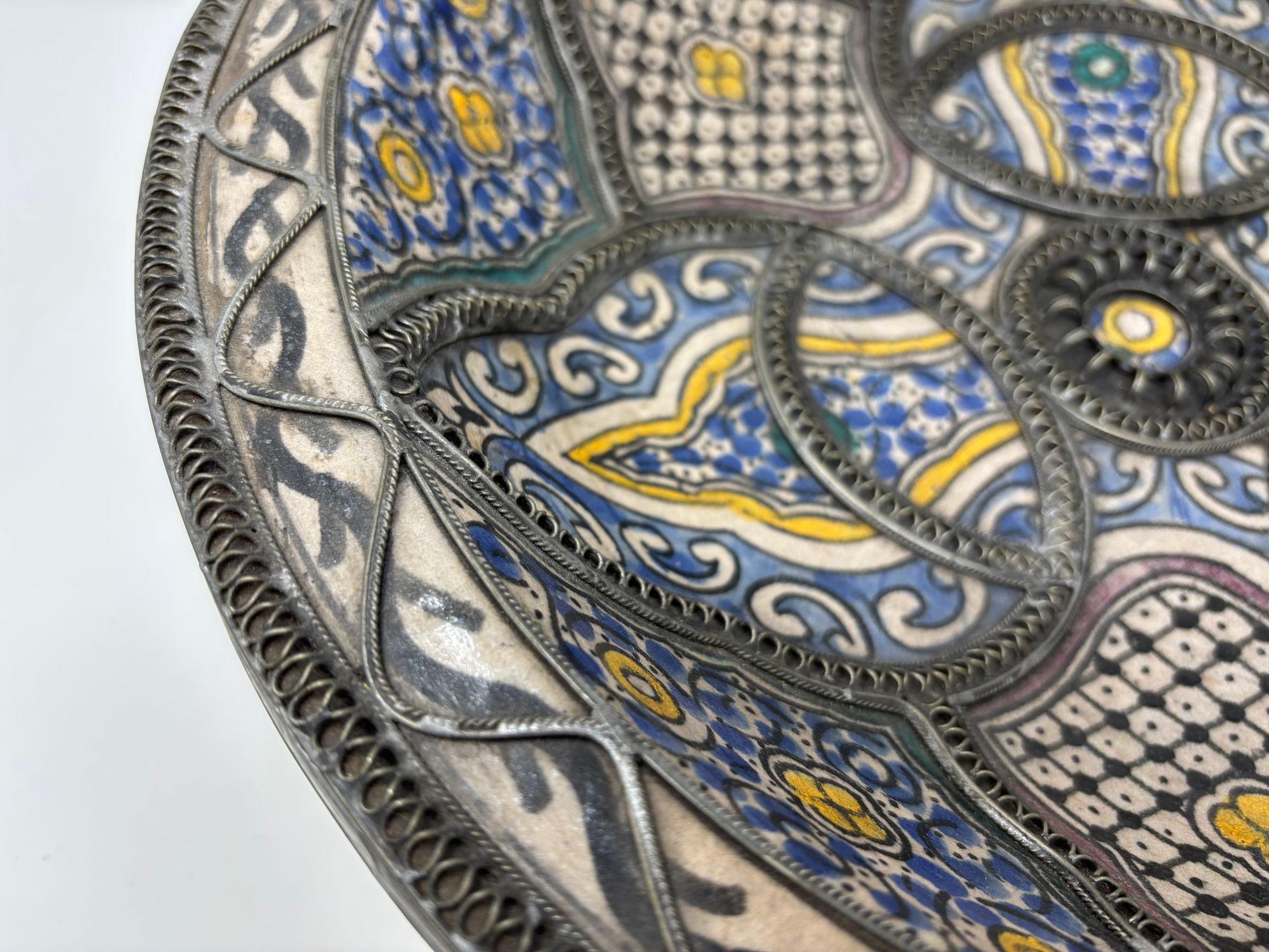 Antique Moroccan Moorish Handcrafted Ceramic Bowl Dish from Fez For Sale 12
