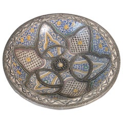 Antique Decorative Moroccan Moorish Handcrafted Ceramic Bowl Dish from Fez