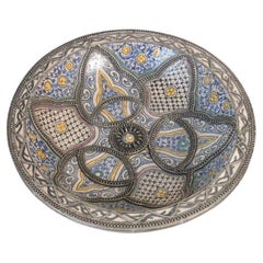 Antique Decorative Moroccan Moorish Handcrafted Ceramic Bowl Dish from Fez