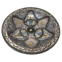 Antique bol en céramique mauresque marocaine fabriqué à la main de Fez