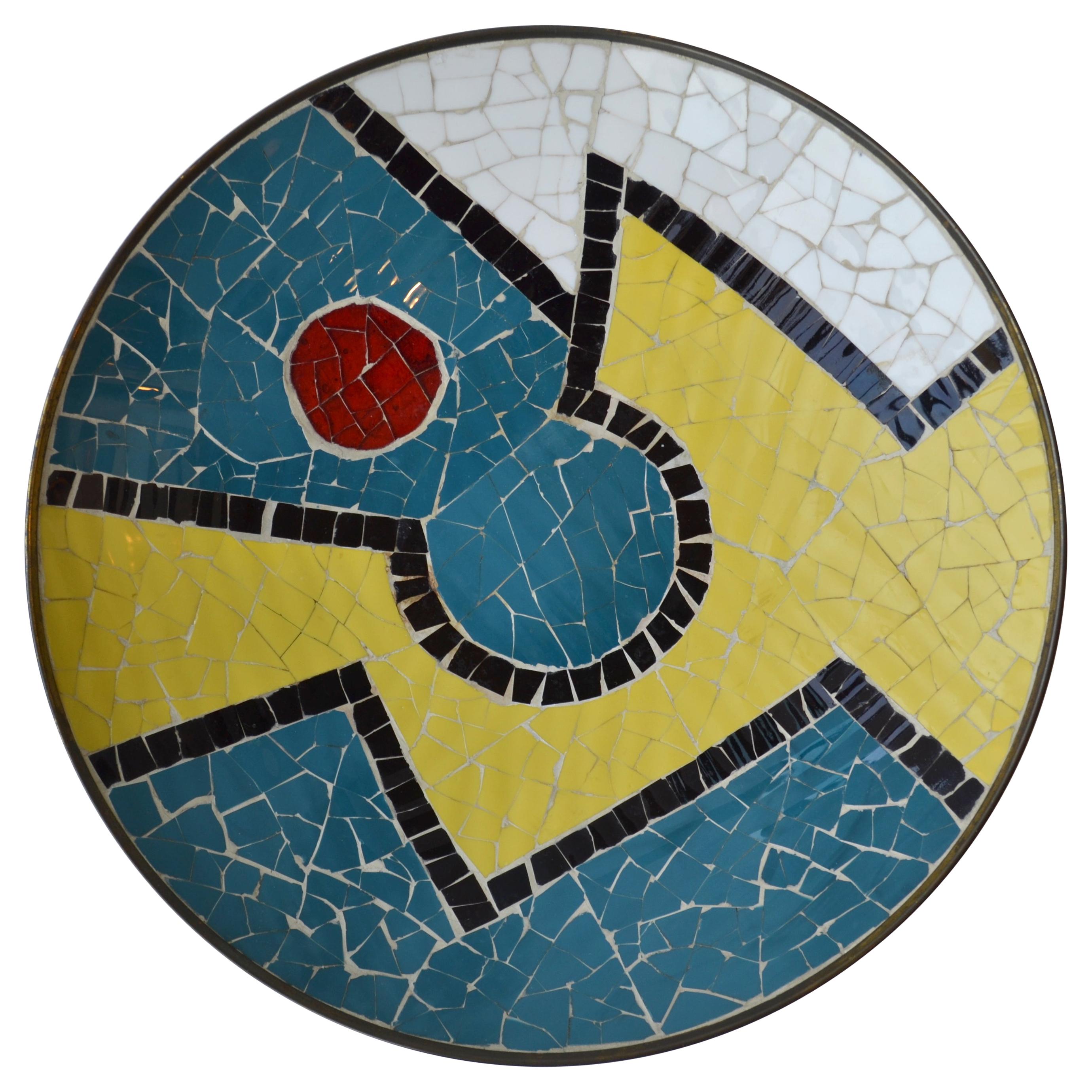 Charger & Wall Plate in Brass with Colorful Mosaic Motive