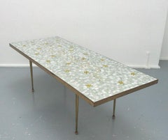 Decorative Mosaic Table with Brass Surround, 1950