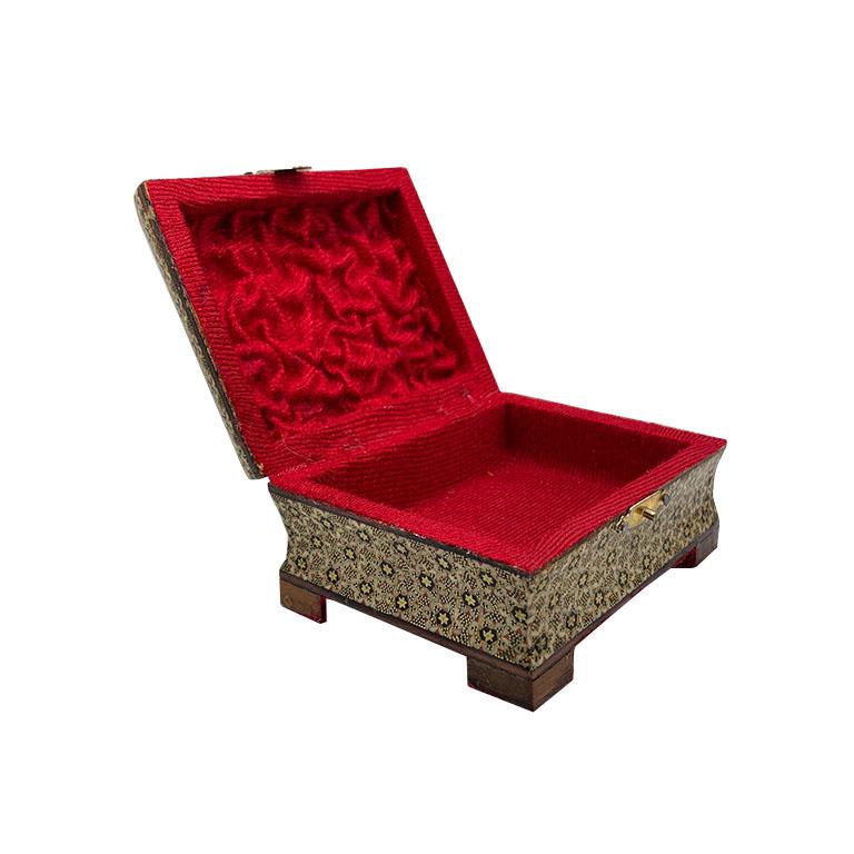 Decorative Mughal Motif Box with Hinged Lid For Sale at 1stDibs