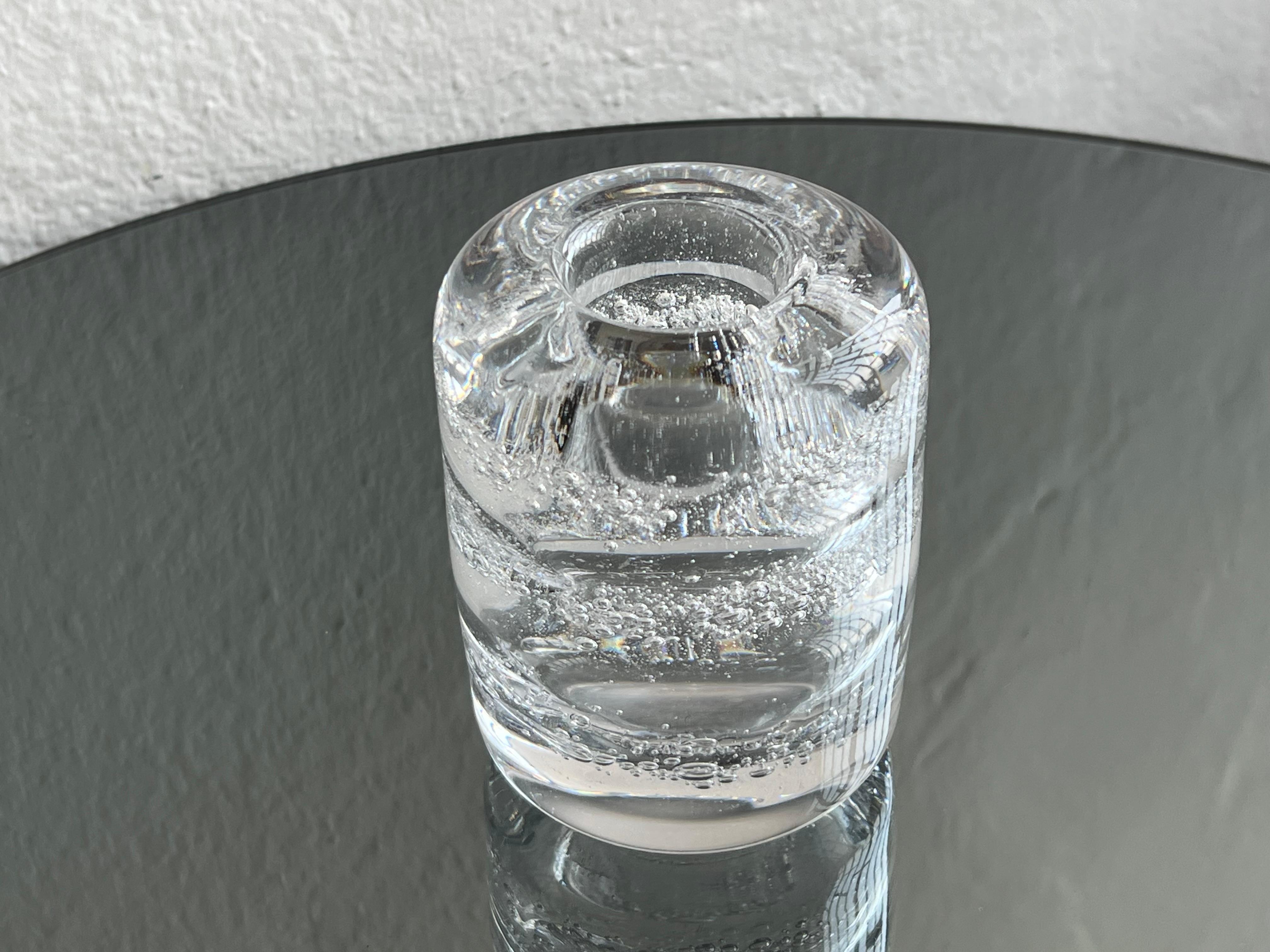 Italian Decorative Murano clear vase Bullicante glass , collectible object for styling For Sale