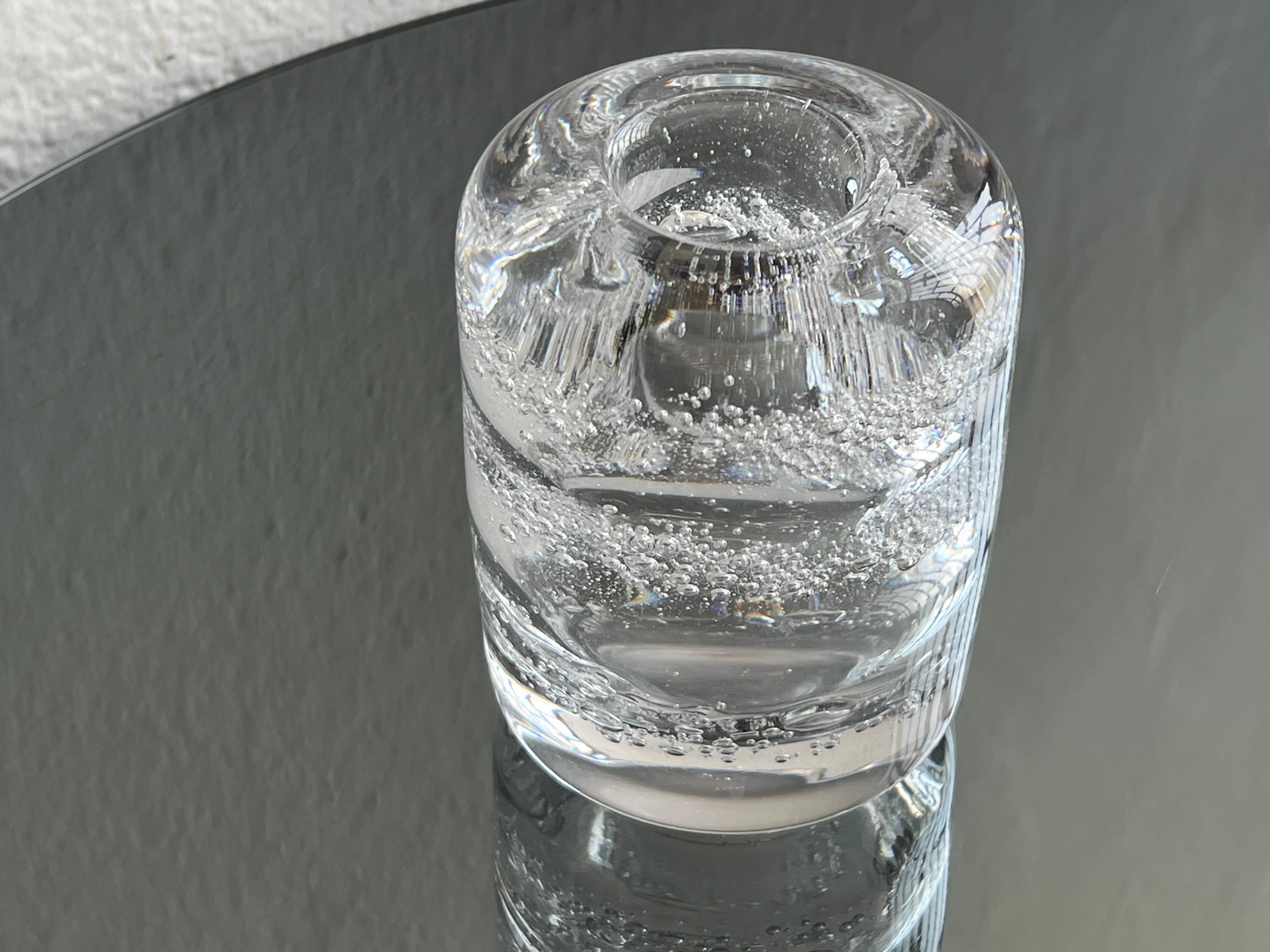Decorative Murano clear vase Bullicante glass , collectible object for styling For Sale 1