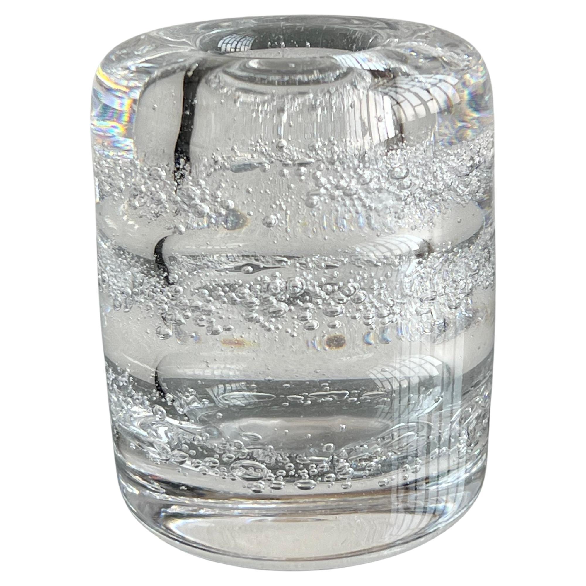 Decorative Murano clear vase Bullicante glass , collectible object for styling For Sale