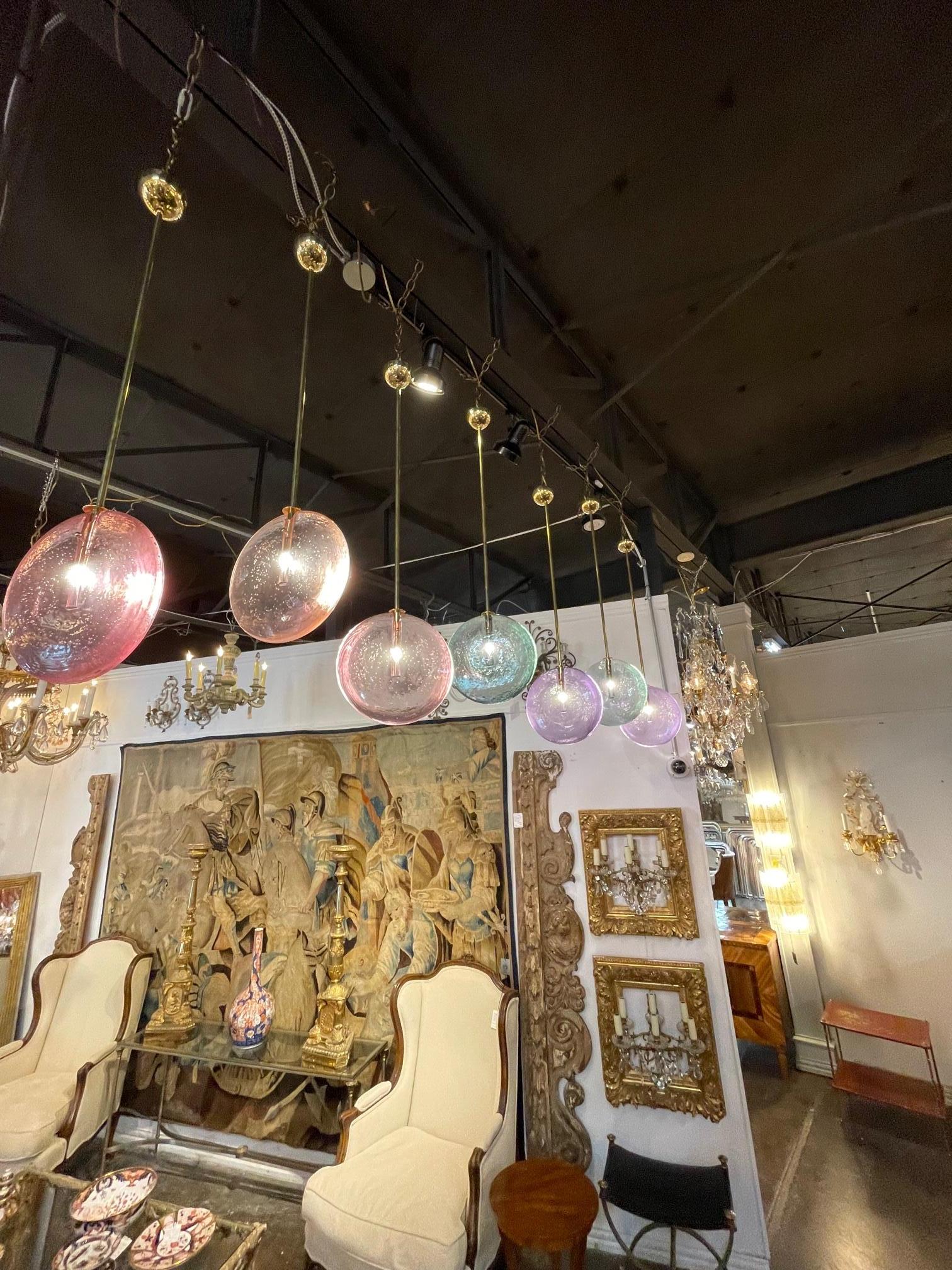 Decorative Murano Glass Disc Form Pendant Lights For Sale 5