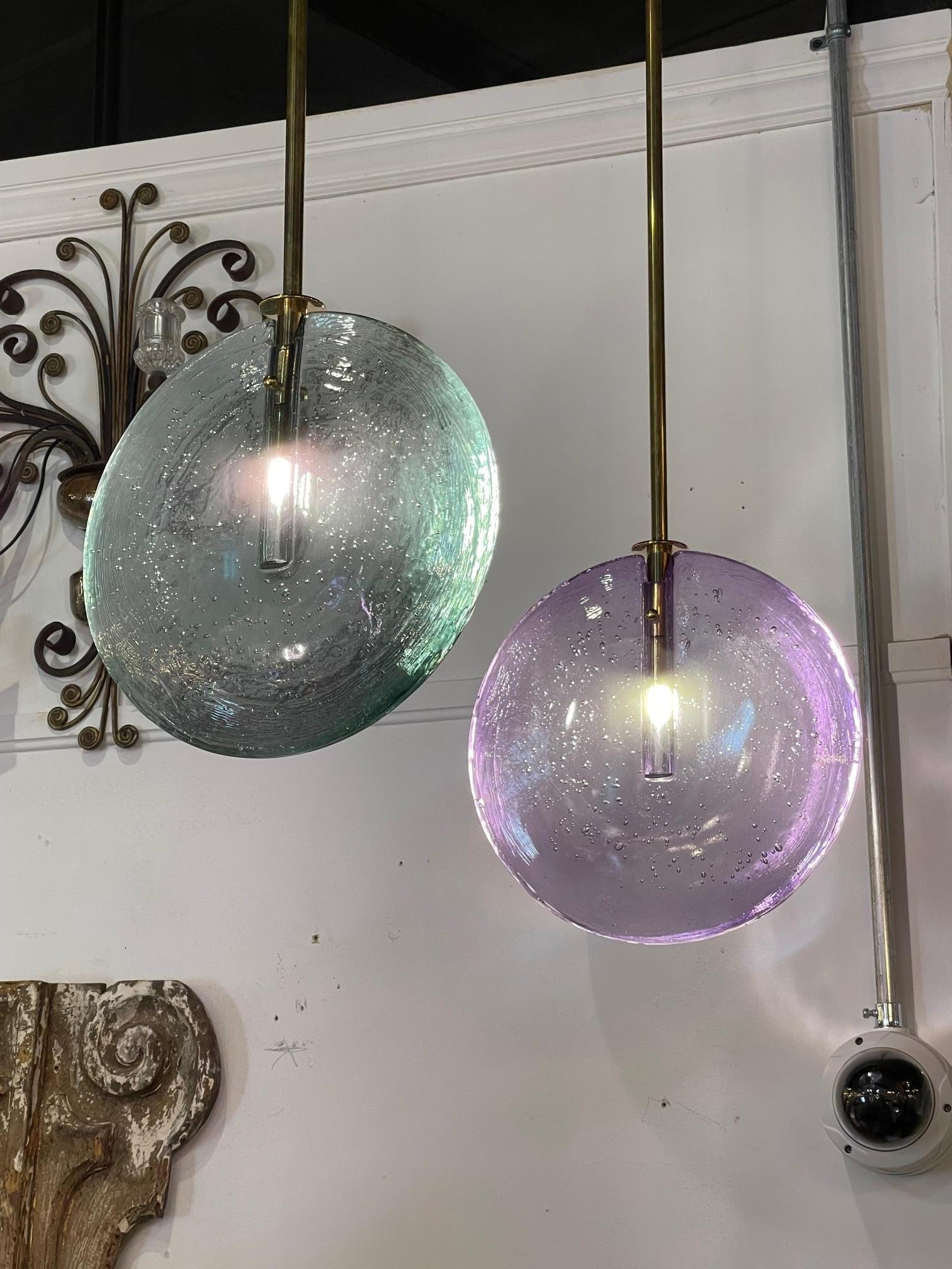 Decorative Murano Glass Disc Form Pendant Lights For Sale 1