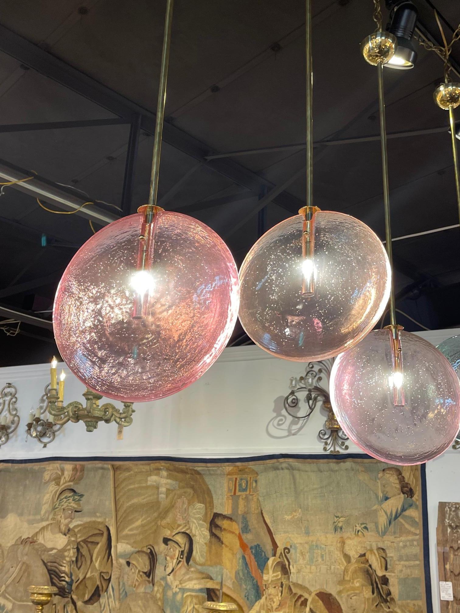 Decorative Murano Glass Disc Form Pendant Lights For Sale 2