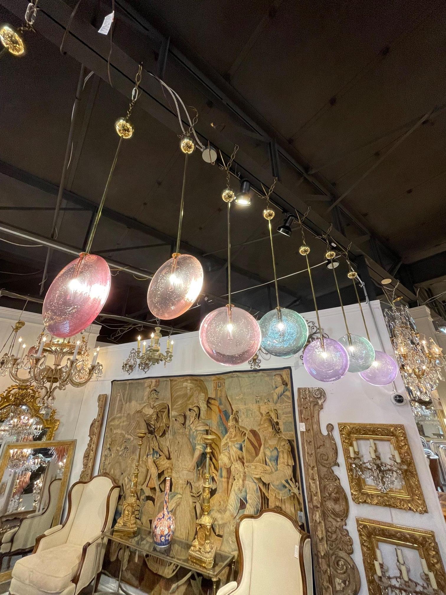 Decorative Murano Glass Disc Form Pendant Lights For Sale 3