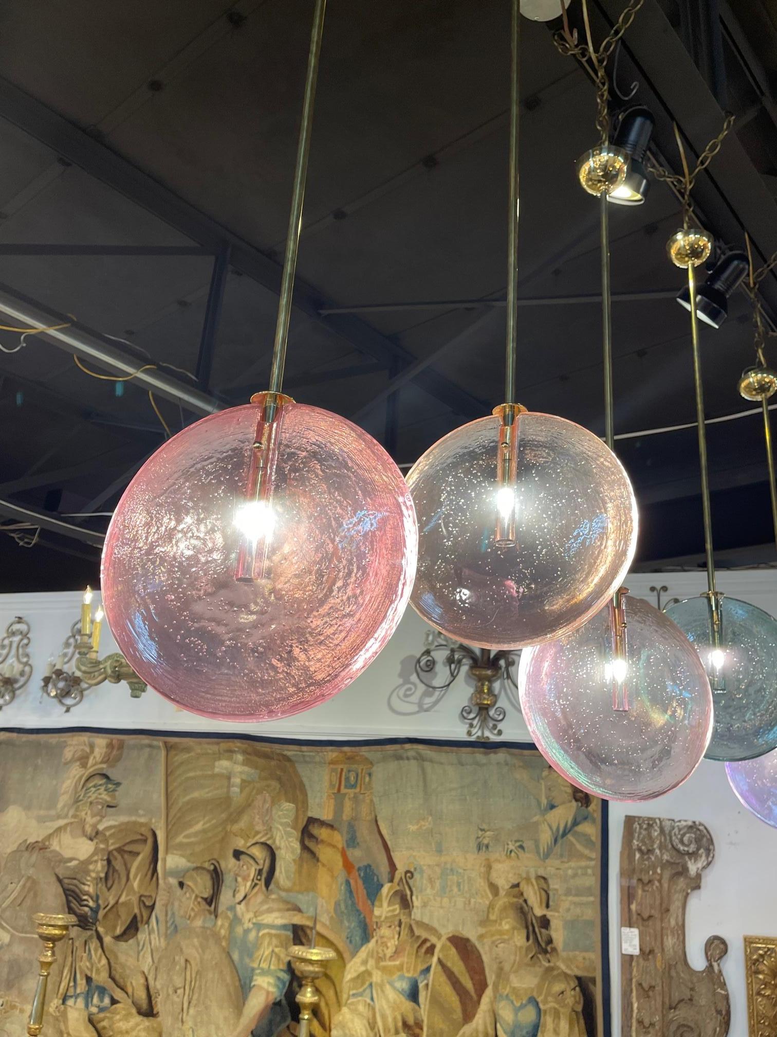 Decorative Murano Glass Disc Form Pendant Lights For Sale 4