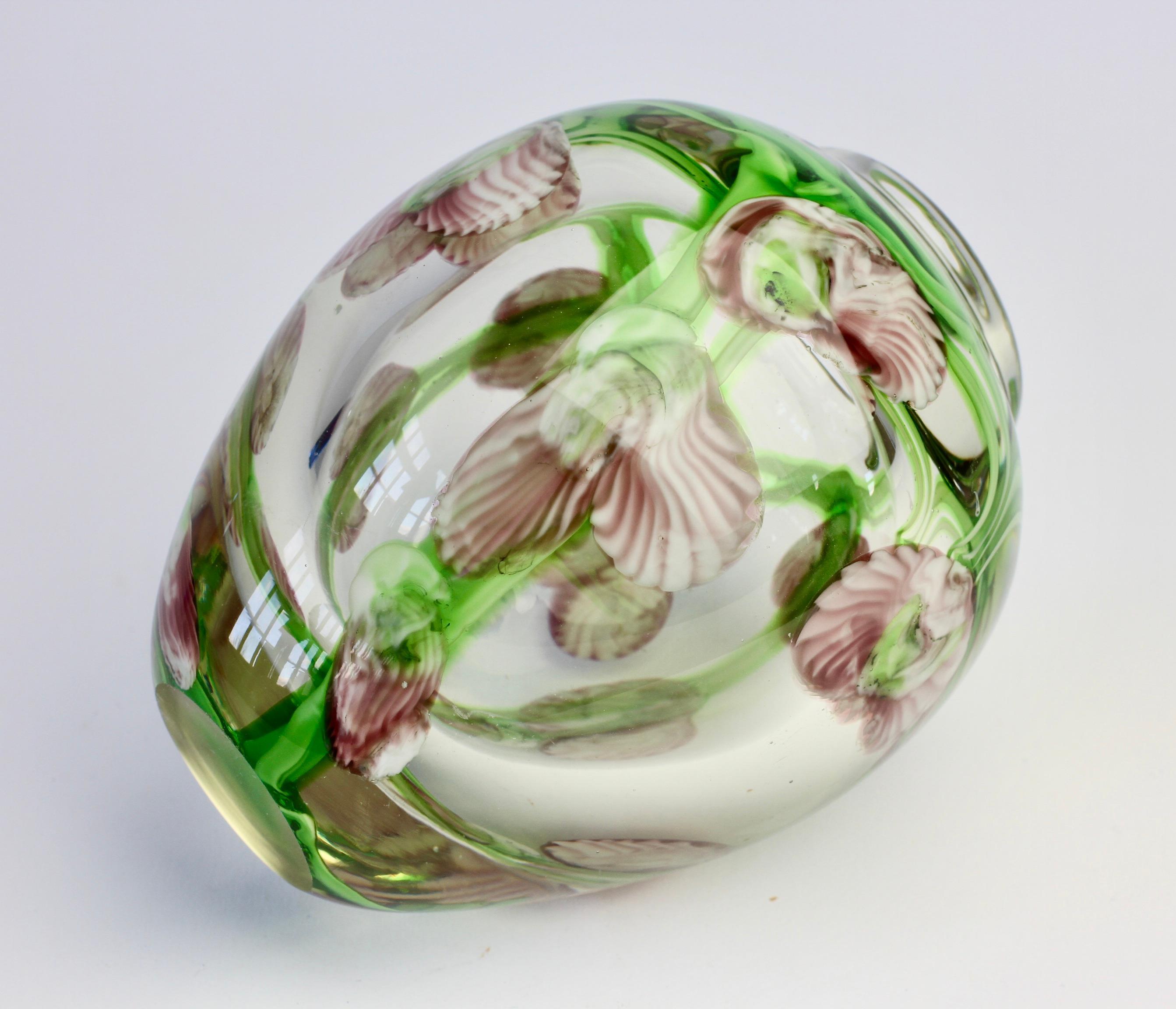 Decorative Small Glass Vase with Pink and Green Flower Inclusions 5