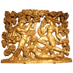 Decorative Mythological Relief Plaster Panel in Gilt Color