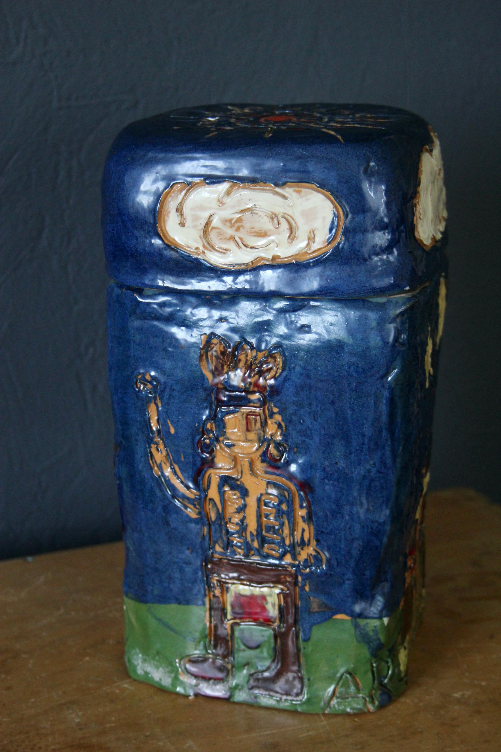 Decorative naive ceramic box finales del siglo XX en venta