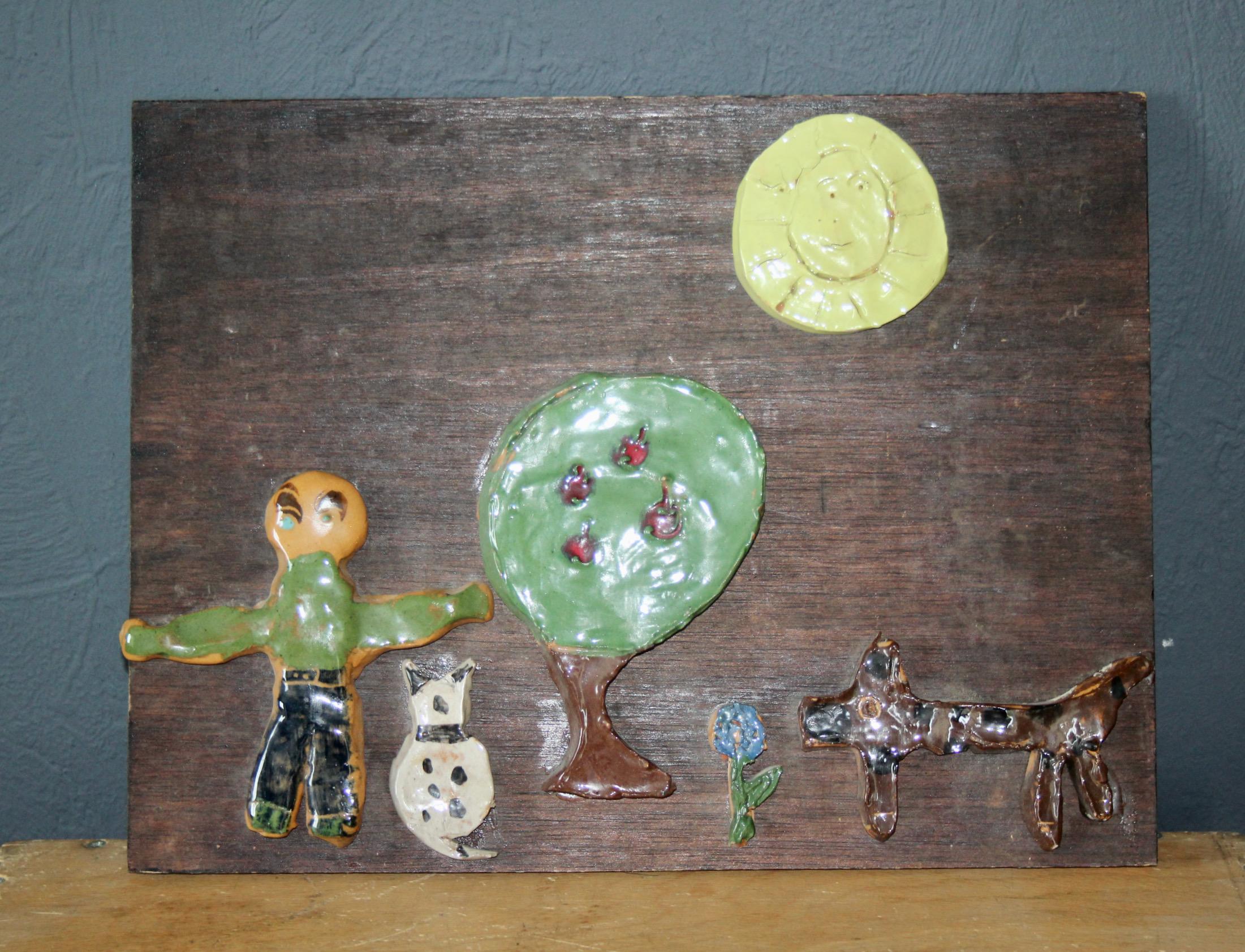 Fine XX secolo Decorative naive wall ceramic in vendita
