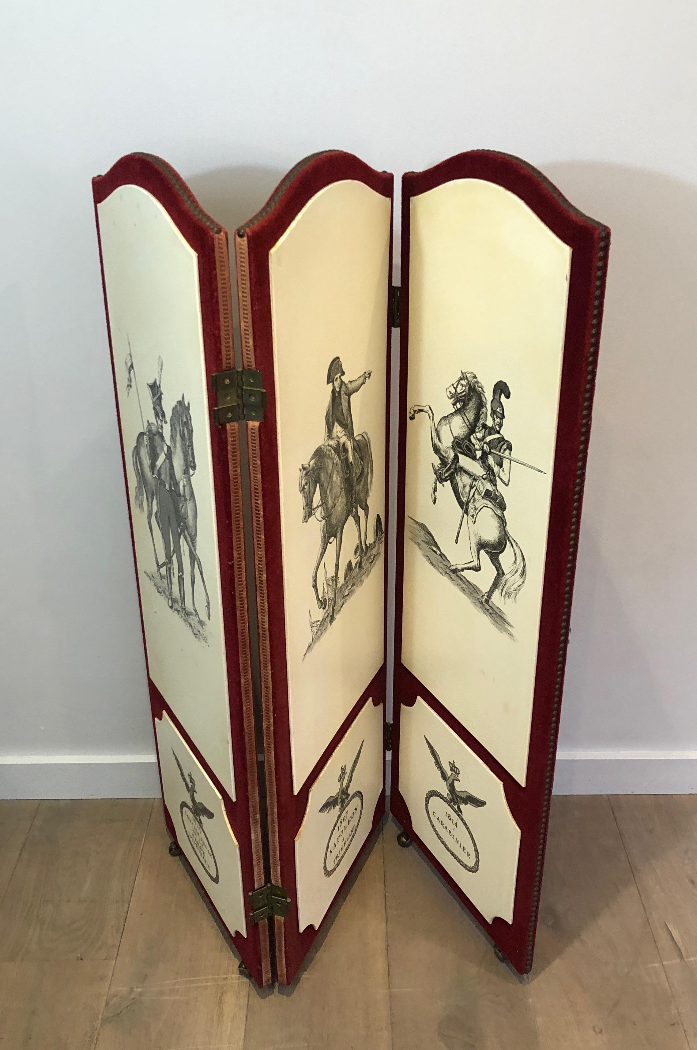 Decorative Napoleon Screen in the Style of Pietro Fornasseti, French Work, 1940s For Sale 6